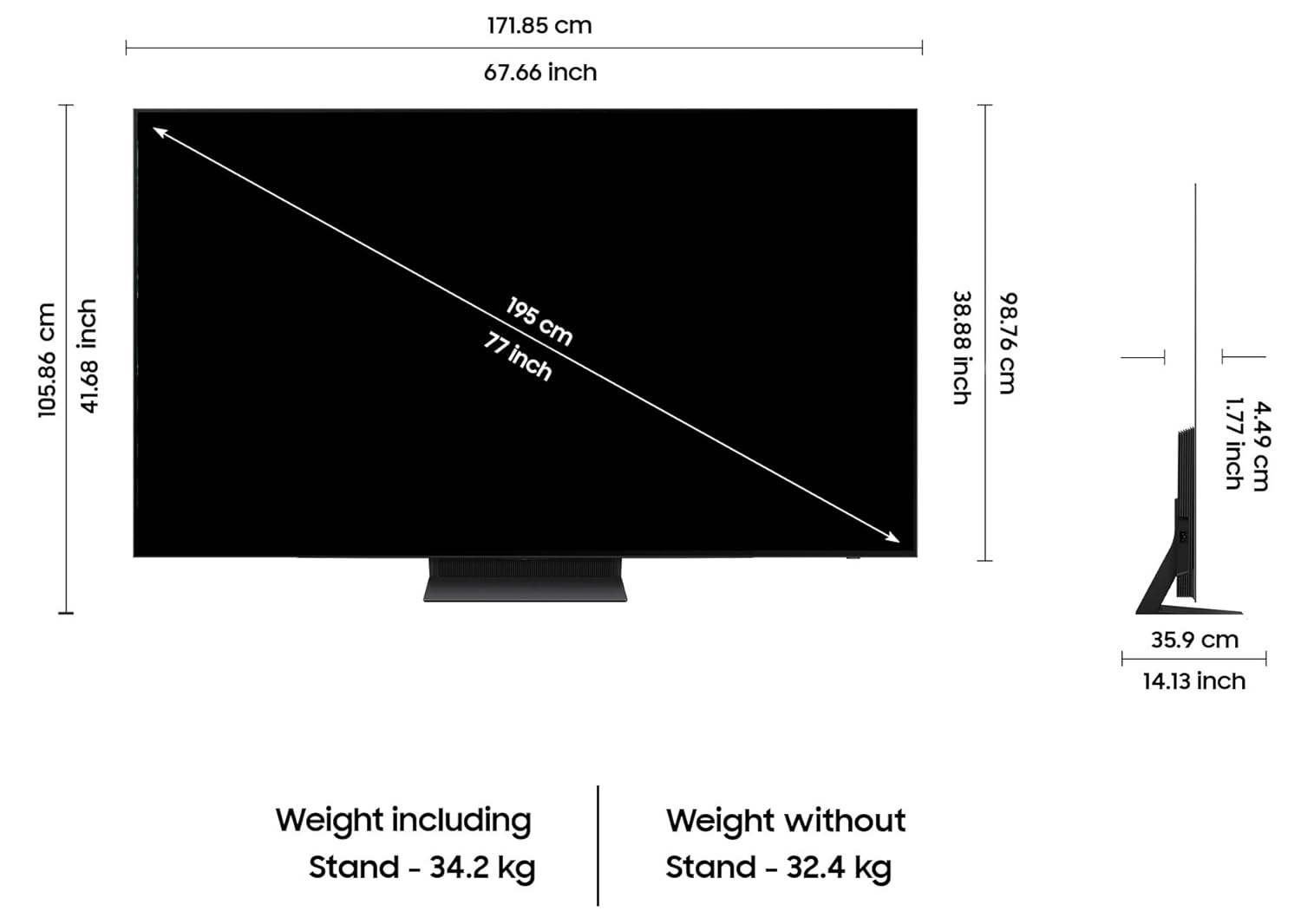 Samsung 195 cm (77 inches) 4K Ultra HD Smart OLED TV QA77S90DAELXL (Graphite Black)
