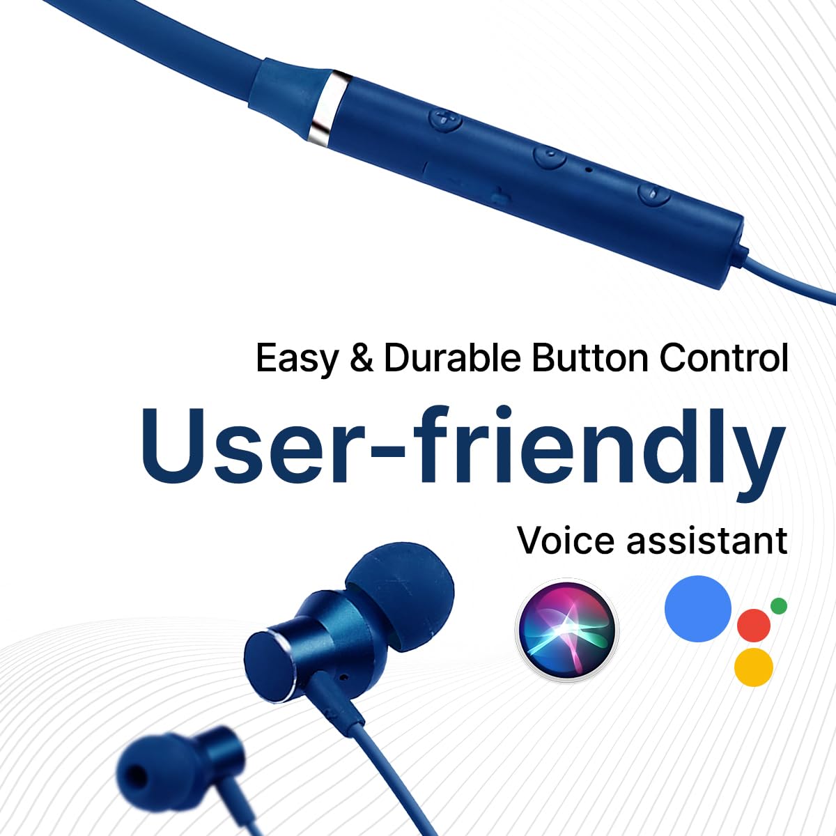 pTron Tangentbeat in Ear Bluetooth Wireless Headphones with Mic, Punchy Bass, 10mm Drivers, Clear Calls, Dual Pairing, Fast Charging, Magnetic Buds, Voice Assist & IPX4 Wireless Neckband (Dark Blue)