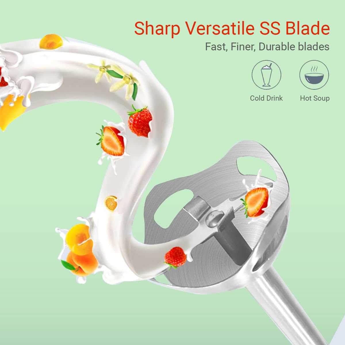INALSA Hand Blender 1000 Watts with Chopper, Whisker| Variable Speed & Turbo Speed Function|100% Copper Motor|1Liter|Low Noise |Anti-Splash Technology|Home&kitchen|2 Year Warranty (Robot Inox 1000E)