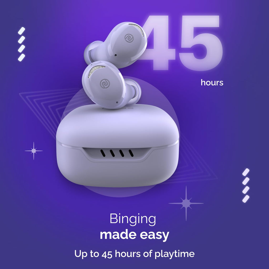 Noise Buds Trance in-Ear Truly Wireless Earbuds with 45H of Playtime, Low Latency(up to 40 ms), Instacharge(10 min=200 min), BT v5.3(True Purple)