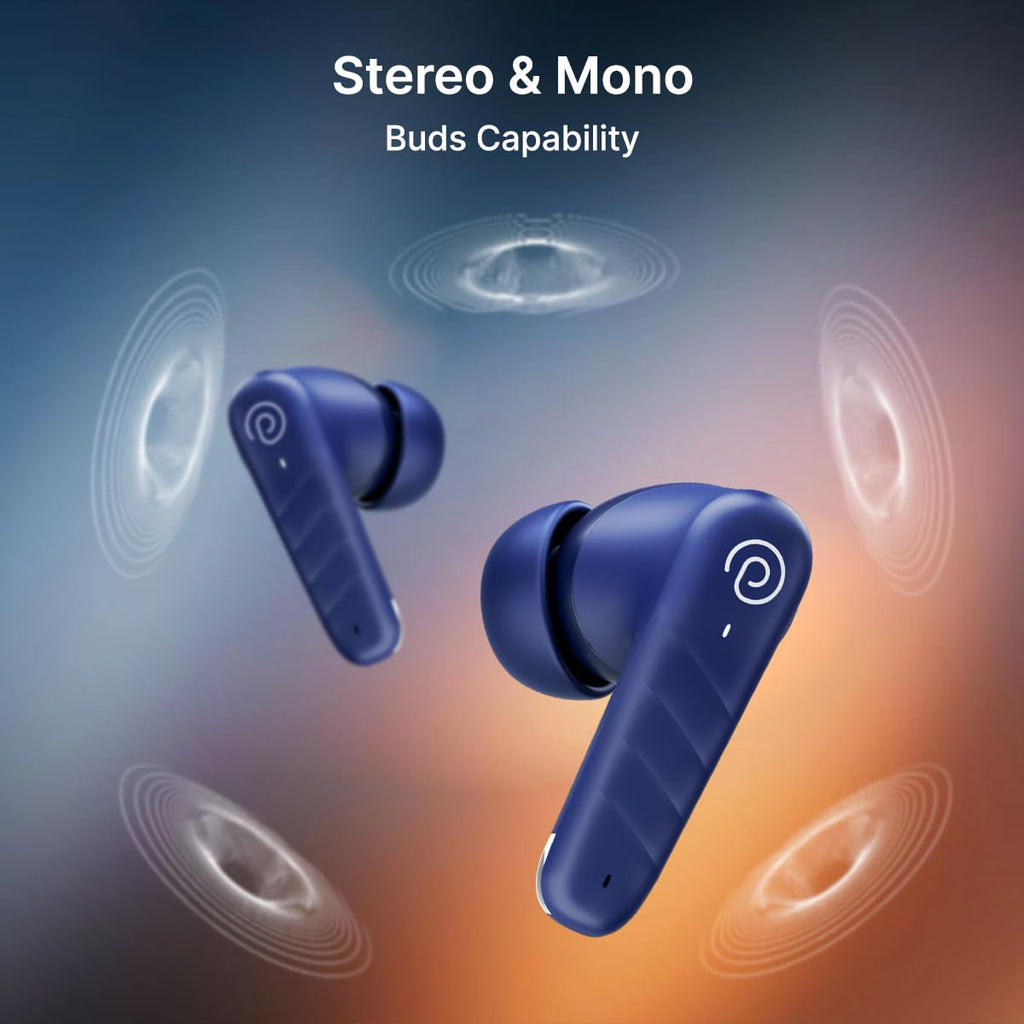 pTron Bassbuds Spark in-Ear TWS Earbuds with Stereo Sound, 40Hrs Playtime, Stereo Calls, Bluetooth V5.3 Headphones with Quick Pairing, Touch Control, Voice Assistant, Type C Charging & IPX5 (Blue)