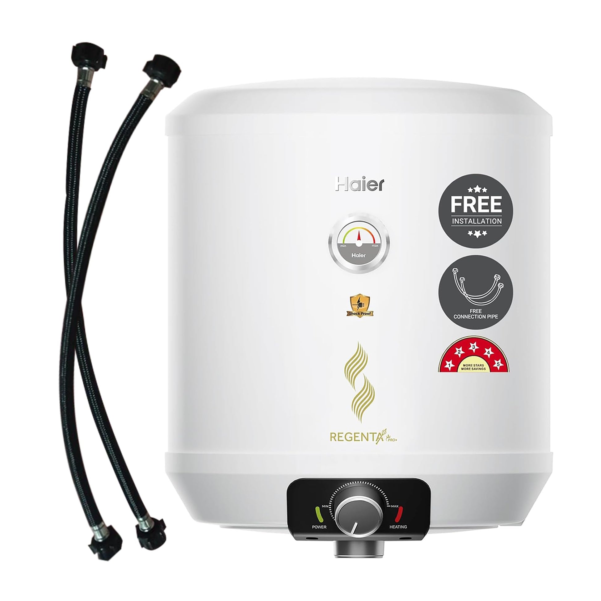 Haier Regenta Pro Water Geyser 15 ltr 5 Star 1-3 KW Adjustable Electric Geyser Free Installation & Connection Pipe| Warranty 10 Yr on Tank| Advanced PP Body| Shock Proof| Enamel Tank| 11-Level Safety