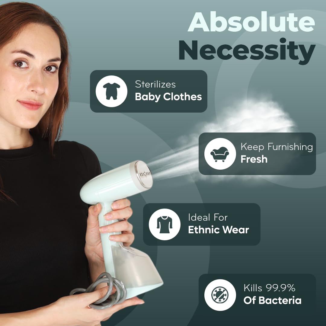 Goodscity handheld garment steamer for clothes, Vertical & Horizontal Steam iron for clothes, 30s Fast heating,1200 Watt Portable Steam press,250ml tank, Glove, Measuring cup & Brush,1 year Waranty