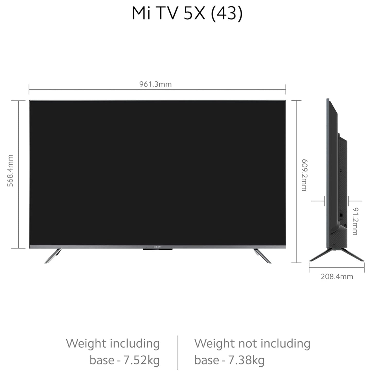 Mi 108 cm (43 inches) 5X Series 4K LED Smart Android TV with Dolby Vision & 30W Dolby Atmos (Grey)