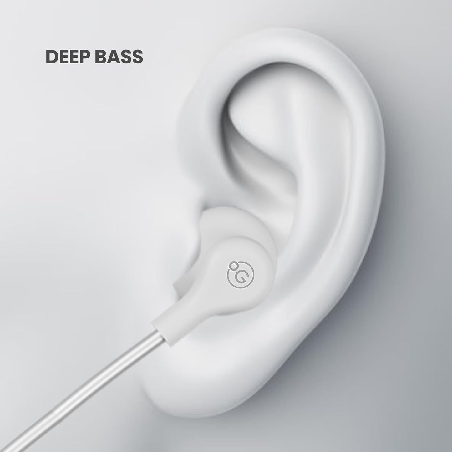 OOGE Beat 1 Wired Earphones with Mic, 3.5mm Jack, Deep Bass, Inline Controls, Lightweight and Comfortable Fit, Earphone Wired with Mic, Ideal for Laptop, Tablet, and Android Devices (White)