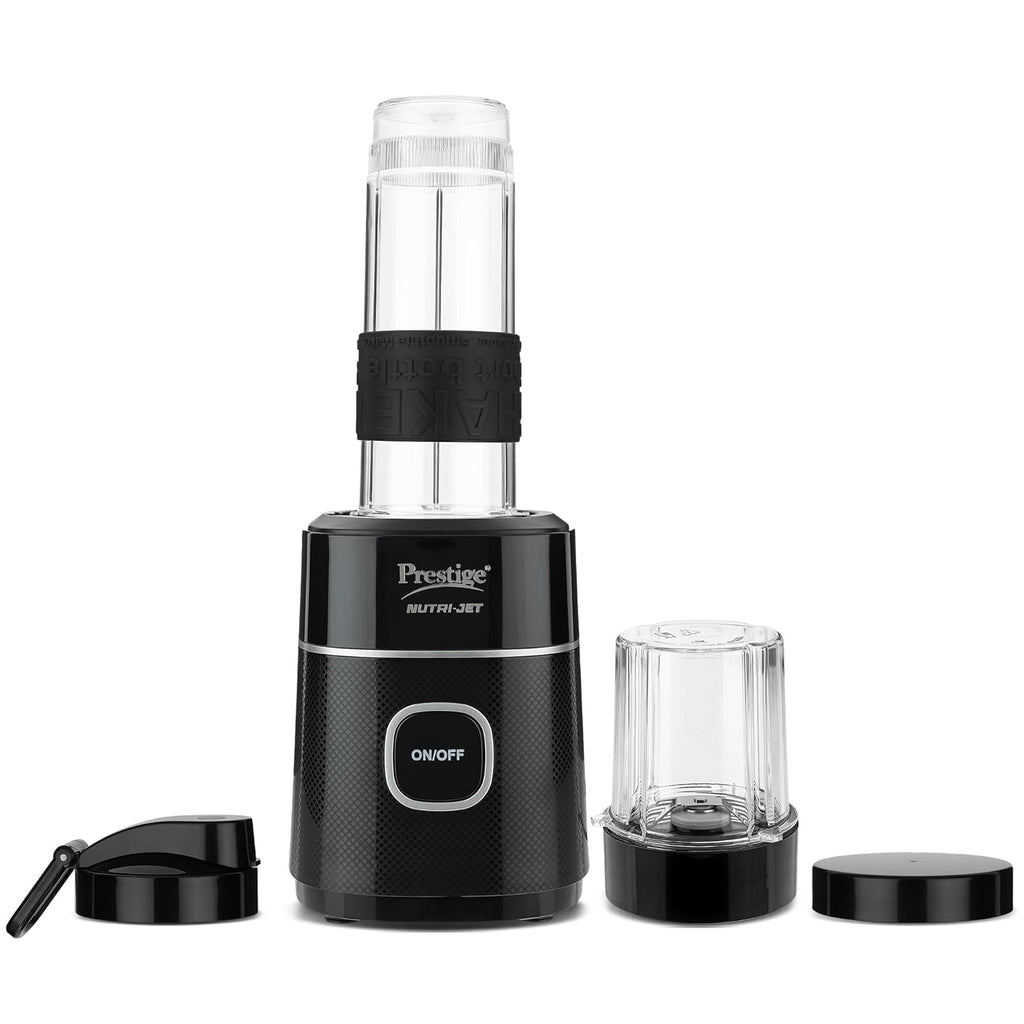 Prestige Nutri-Jet Mixer Grinder with 2 Jars| 450 Watts| Sipper Lid & Additional Cover Lid| ISI Certified| One-Touch Operation, Black