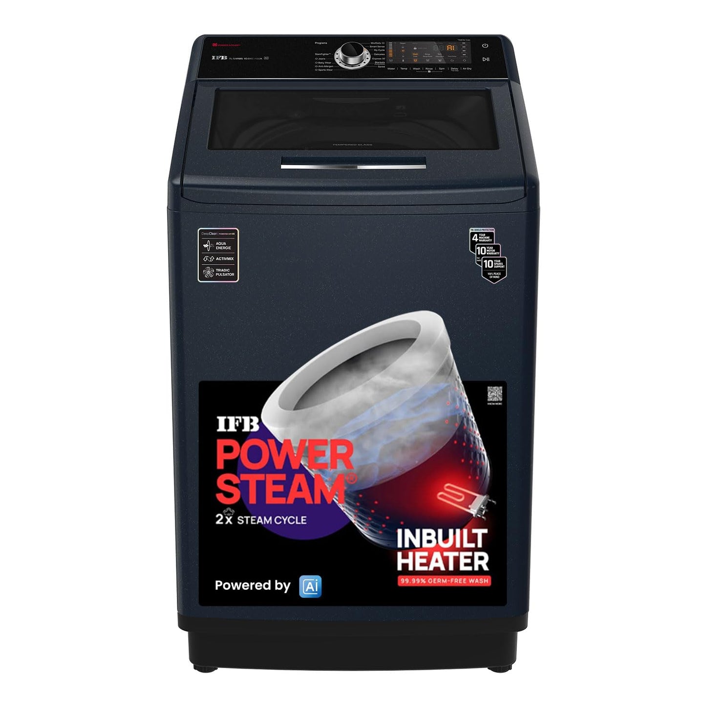 IFB 10 Kg 5 Star AI Powered Fully Automatic Top Load Washing Machine (TL S4RBS 10.0 Kg Aqua, Sparkle Silver, 2X Power Steam, 4 Years Comprehensive Warranty)