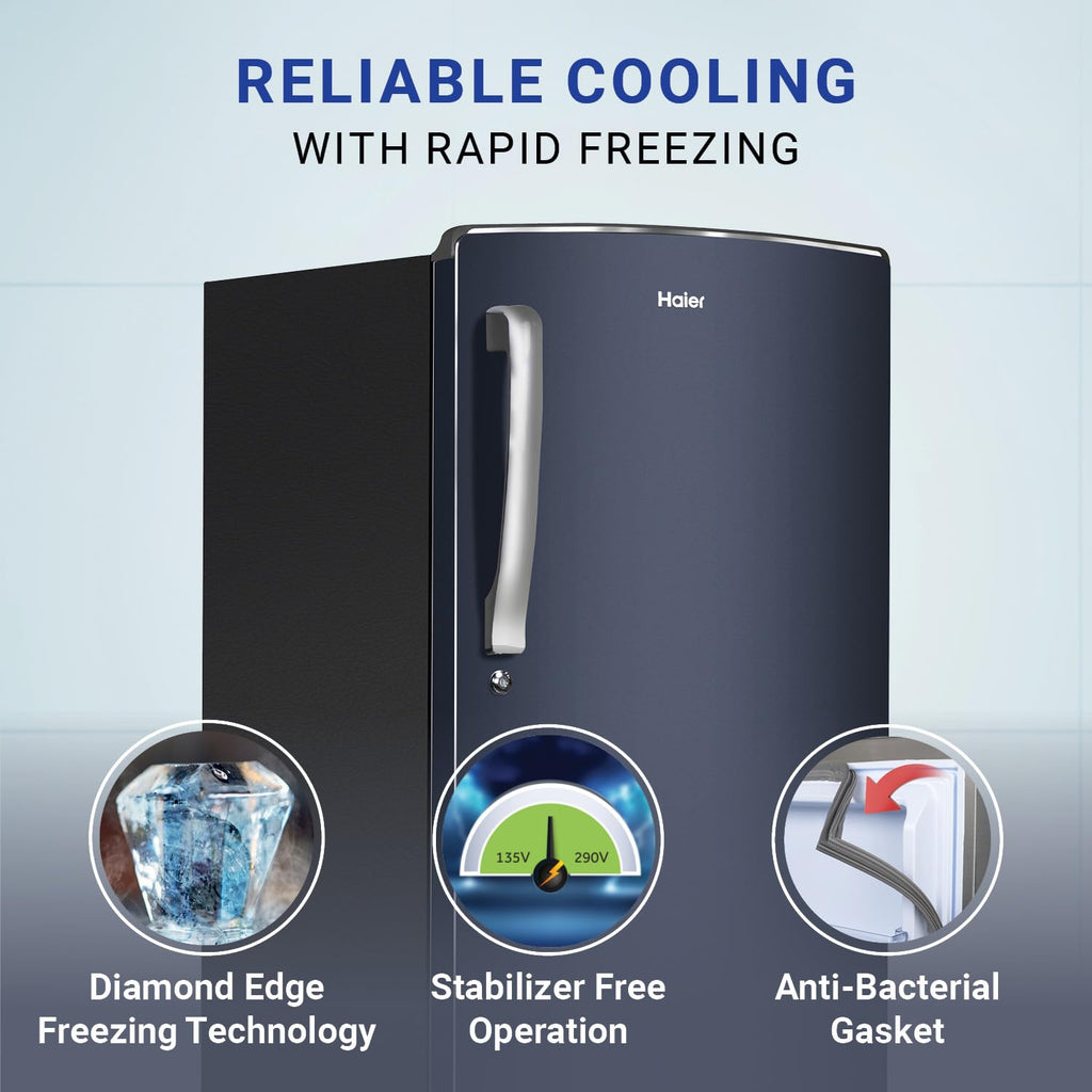 Haier 205 L, 3 Star, Direct-Cool Single Door Refrigerator (HED-213MB-N, Graphite Black)