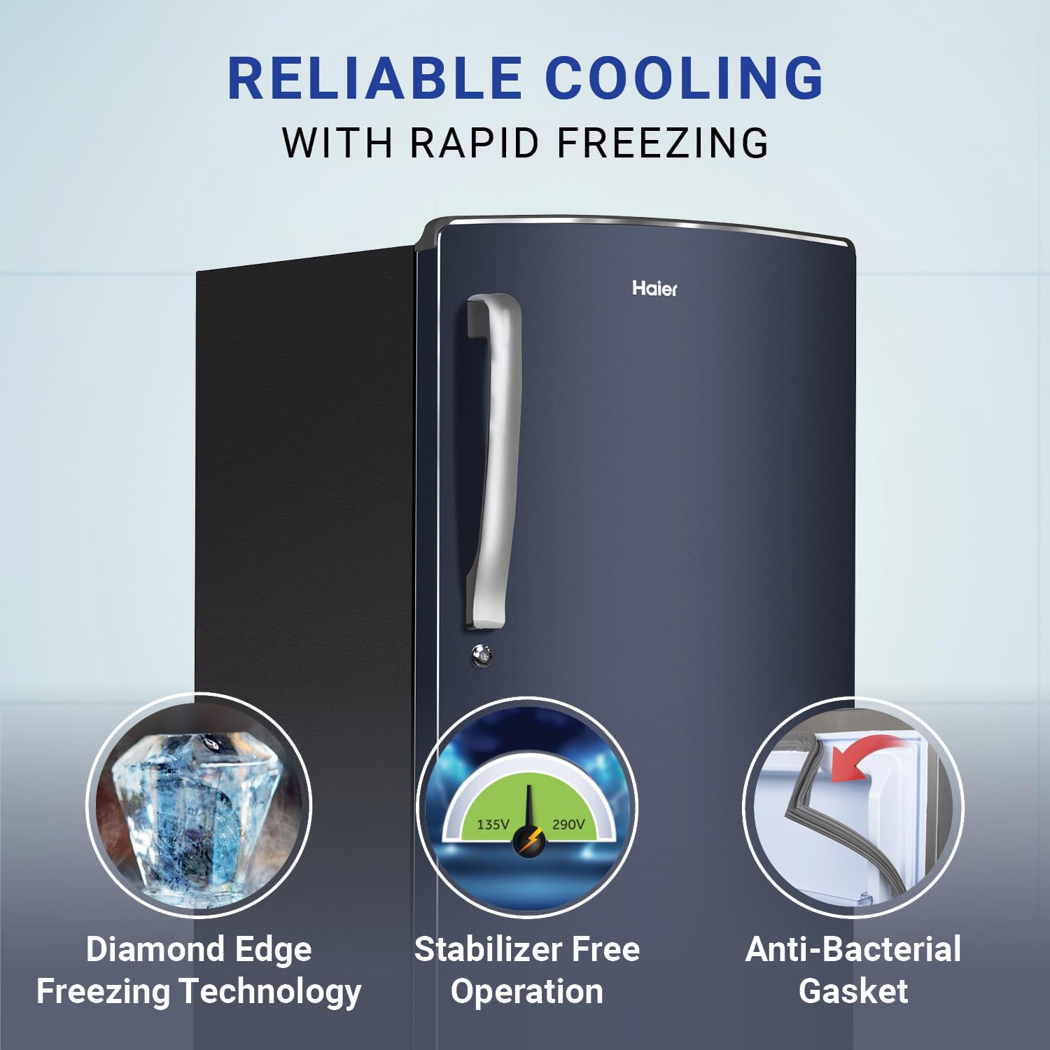 Haier 205 L, 3 Star, Direct-Cool Single Door Refrigerator (HED-213MB-N, Graphite Black)