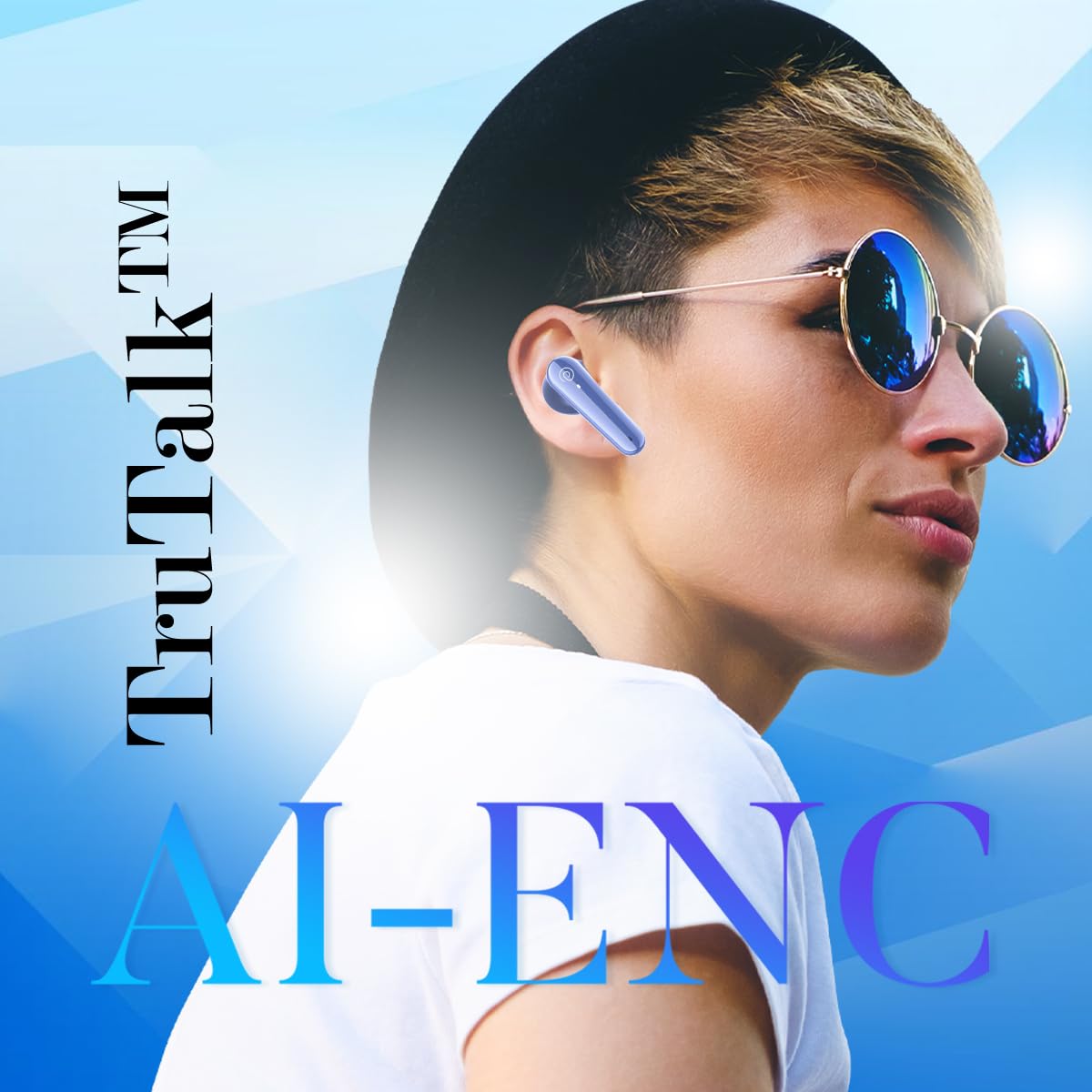 pTron Newly Launched Bassbuds Prism TWS Earbuds with 3D AudioScape, 45Hrs Playtime, TruTalk AI-ENC Calls, 50ms Low Latency Sync, BT5.3, Type-C Fast Charging, Voice Asst. & IPX5 Water Resistant (Blue)