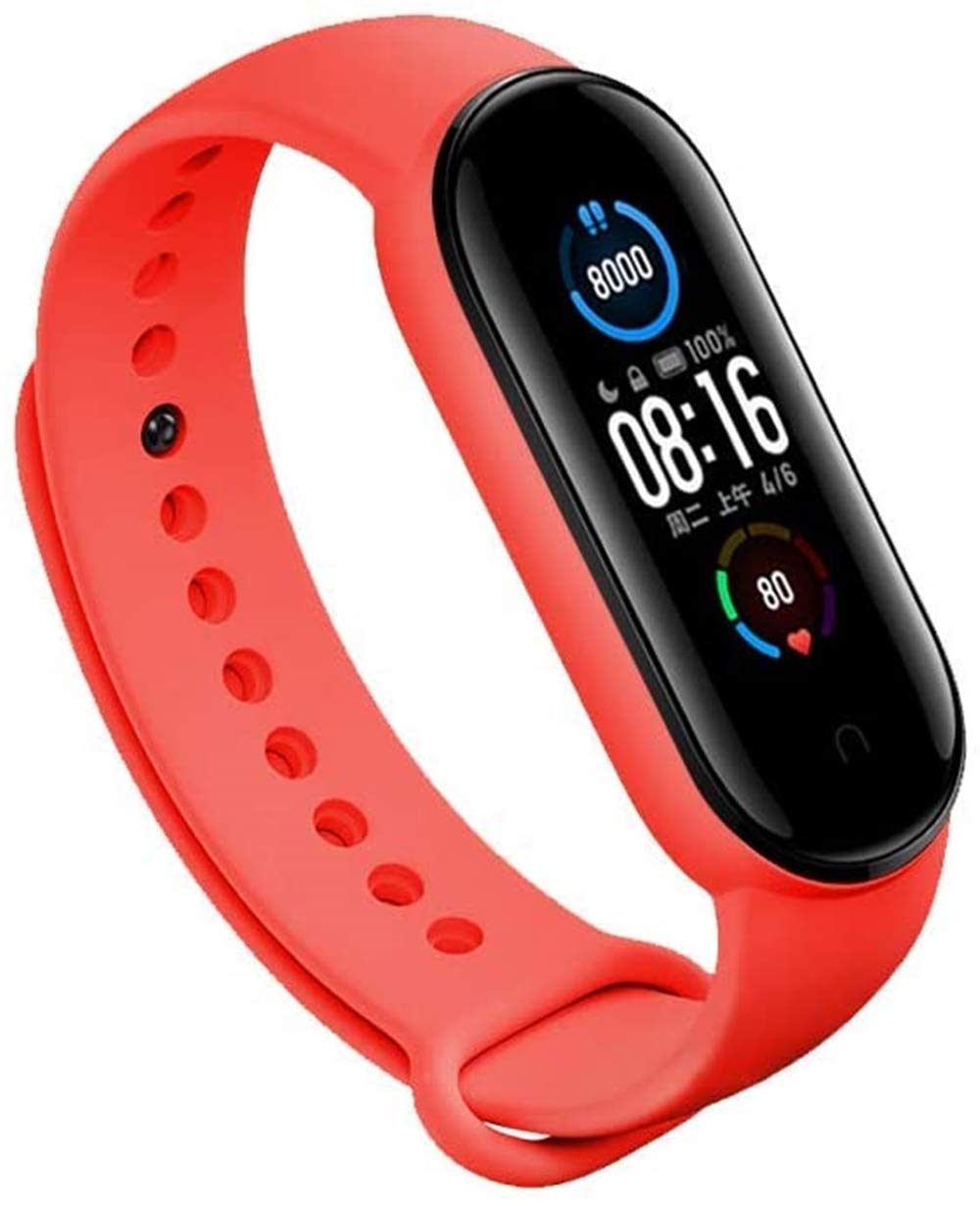 Sounce Adjustable Xiaomi Mi Band 5 & Mi Band 6 Watch Strap Silicone Adjustable Men Women- Set of 5