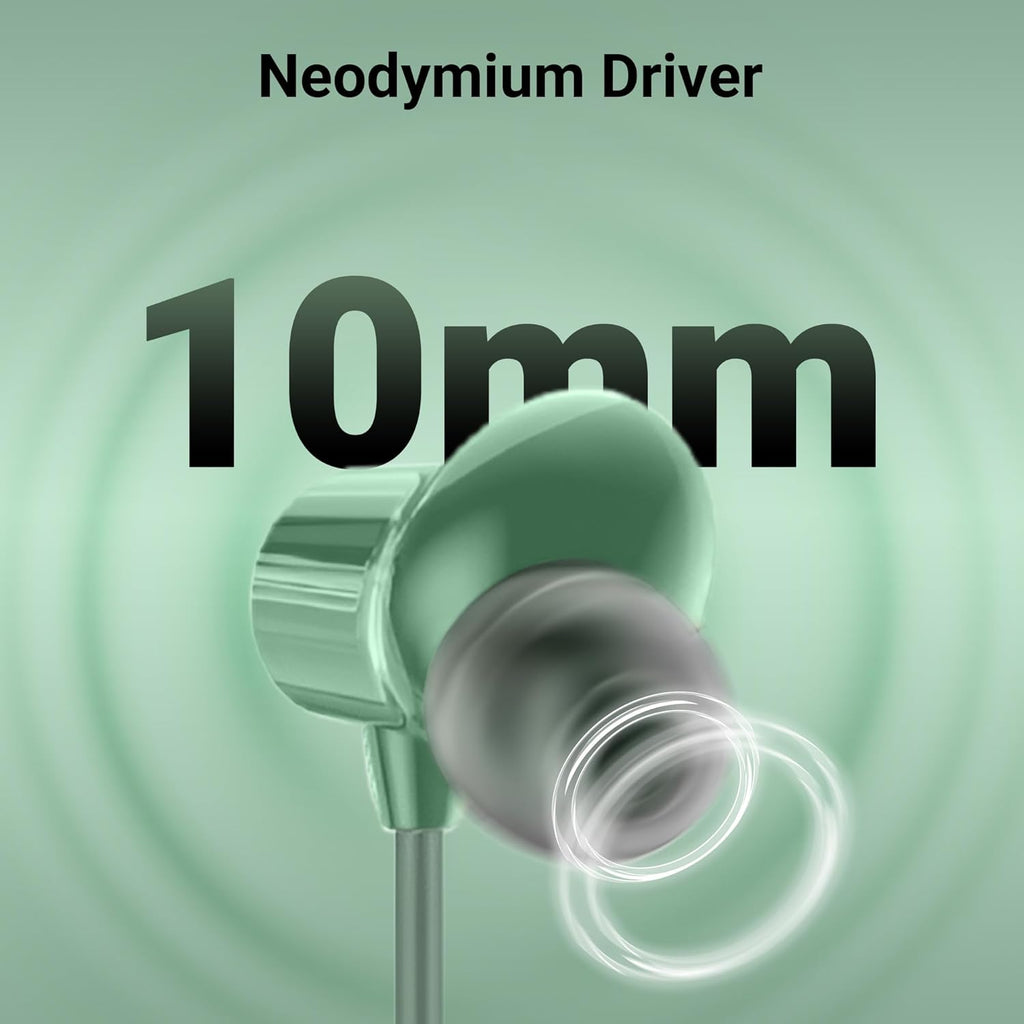 ZEBRONICS Buds 50, 3.5mm, in-Ear, Wired Earphones, in-Line MIC, 10mm Neodymium Bass Drivers, 1.2m Soft Silicon Cable, Magnetic Earbuds, Compatible with Mobile | Tablet | Laptop (Green)