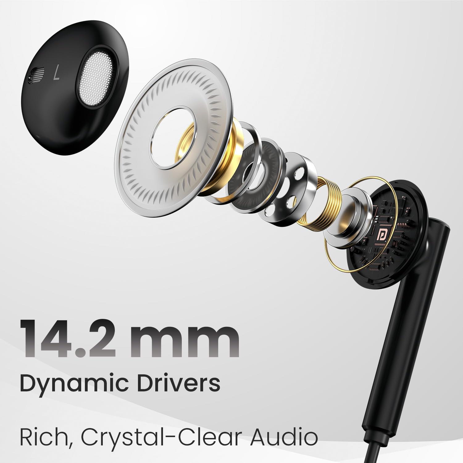 Portronics Conch Theta C in Ear Type C Wired Earphones with in Line HD Mic, Powerful Audio, 14.2mm Driver, Unique Earbuds Design, TPE Anti Tangle Wire, in line Controls, Wide Compatibility(Black)