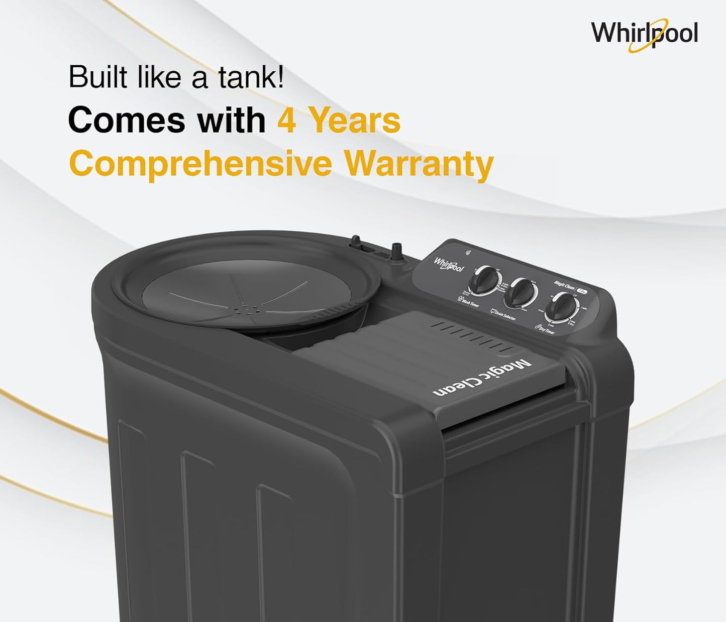 Whirlpool 7.0 Kg 5 Star MAGIC CLEAN Semi-Automatic Top Loading Washing Machine (MAGIC CLEAN RYL SRS 7.0 GREY DAZZLE (5YR), 4 Year Comprehensive Warranty, 1400 RPM Motor, 5 Year Motor Warranty)