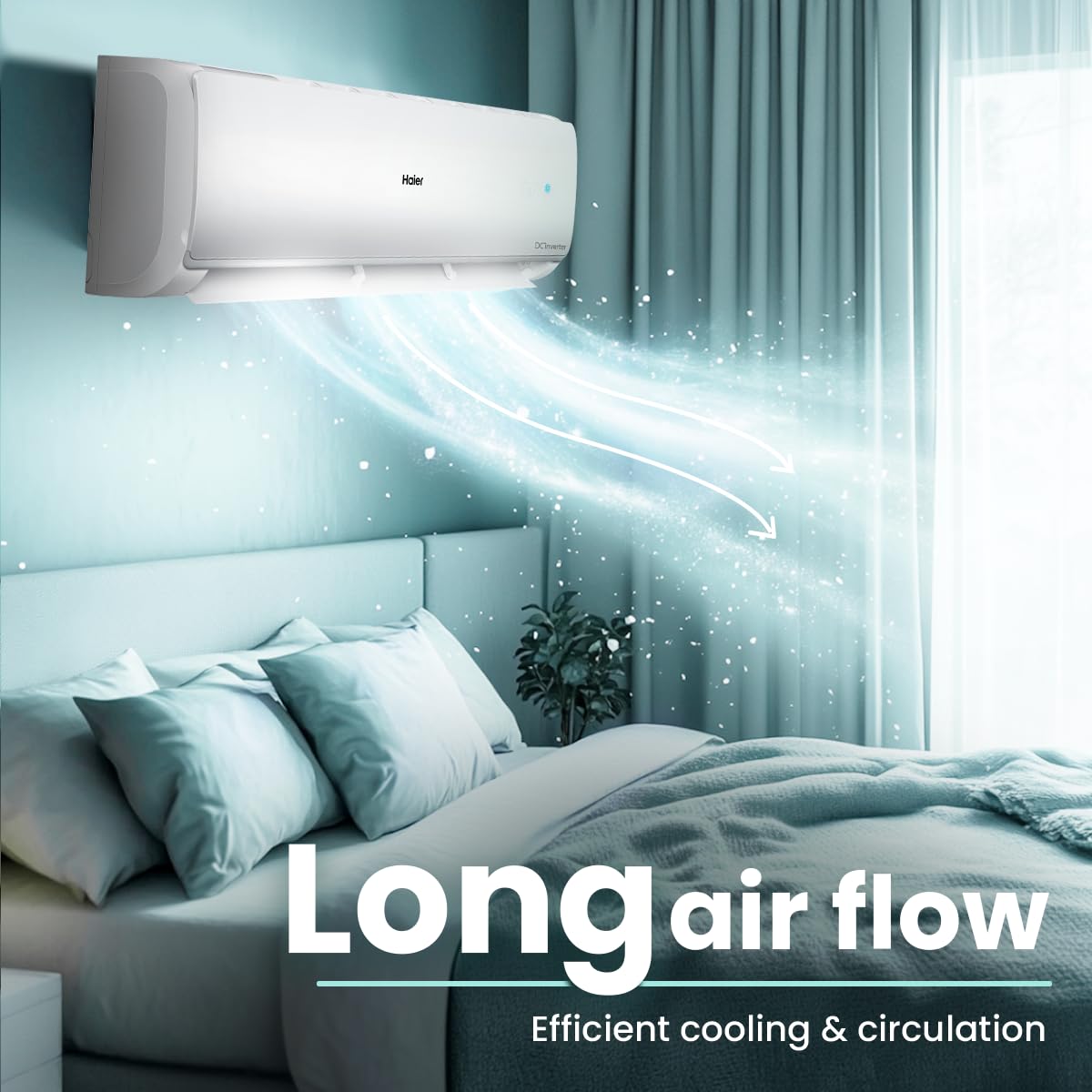 Haier 1.5 Ton 3 Star Twin Inverter Split AC (Copper, 7 in 1 Convertible, Frost Self Clean, HD Filter, Cools at 54°C, Long Air Throw - HSU17VP-TQS3BN-INV, White)