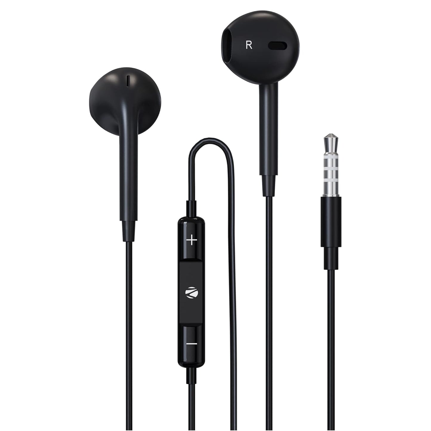 ZEBRONICS Zeb-Buds 30 3.5mm Stereo Earphone with Microphone for Calling, Volume Control, Multifunction Button, 14mm Drivers, Stylish eartip,1.2 Meter Durable Cable and Lightweight Design(Black)