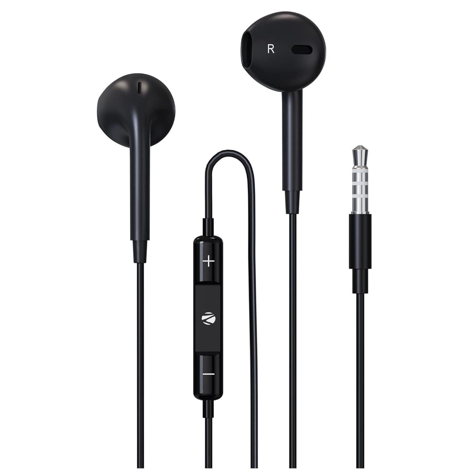 ZEBRONICS Zeb-Buds 30 3.5mm Stereo Earphone with Microphone for Calling, Volume Control, Multifunction Button, 14mm Drivers, Stylish eartip,1.2 Meter Durable Cable and Lightweight Design(Black)