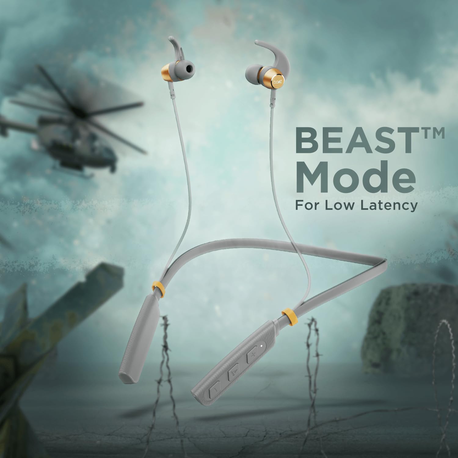 Boat Rockerz 235 Pro Wireless Bluetooth Neckband in Ear Earphone, Upto 20 hrs of Playtime, Beast Mode, Low Latency, IPX5 Water & Sweat Resistance, ENx Technology, Bluetooth v5.2(Ash Grey)