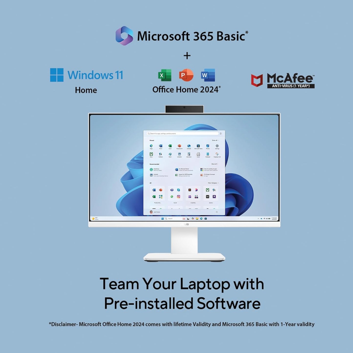 ASUS AiO V470,13th Gen Intel Core i3-1315U, 27" FHD,100Hz,All-in-One PC(16GB RAM/512GB SSD/Windows 11/Office 24/Retractable Camera/Wireless Keyboard & Mouse/M365 Basic (1Year)*) V470VAB-KWPE002WS