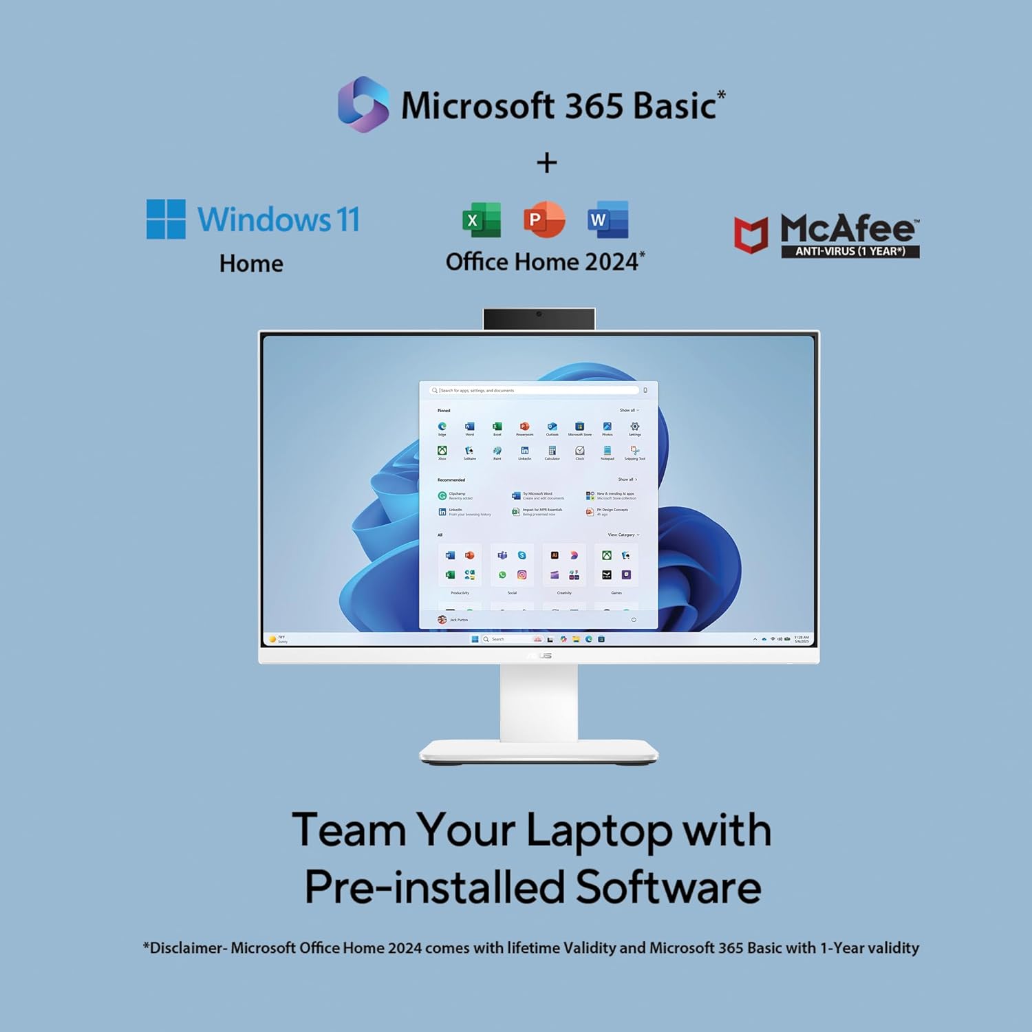 ASUS AiO V470,13th Gen Intel Core i3-1315U, 27" FHD,100Hz,All-in-One PC(16GB RAM/512GB SSD/Windows 11/Office 24/Retractable Camera/Wireless Keyboard & Mouse/M365 Basic (1Year)*) V470VAB-KWPE002WS