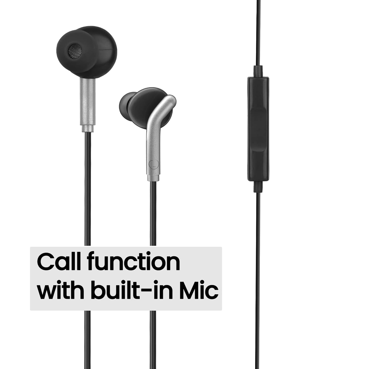 ZEBRONICS Bro in Ear Wired Earphones with Mic, 3.5mm Audio Jack, 10mm Drivers, Phone/Tablet Compatible (Black)