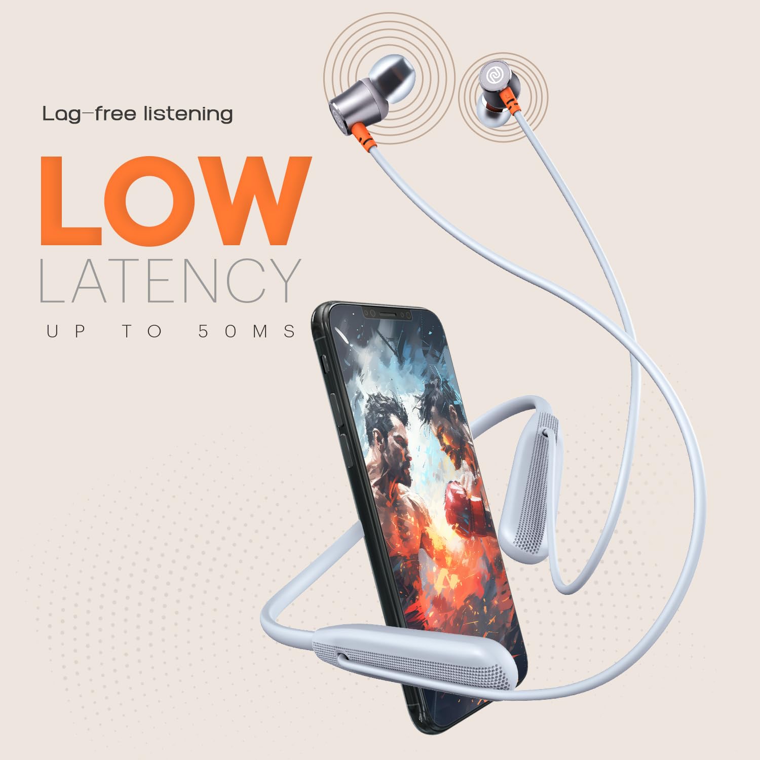 Noise Airwave Bluetooth in Ear Neckband with 50H of Playtime, 3 EQ Modes, ENC for Calling, Low Latency(Upto 50ms), 10mm Driver, BT v5.3(Ice Blue)