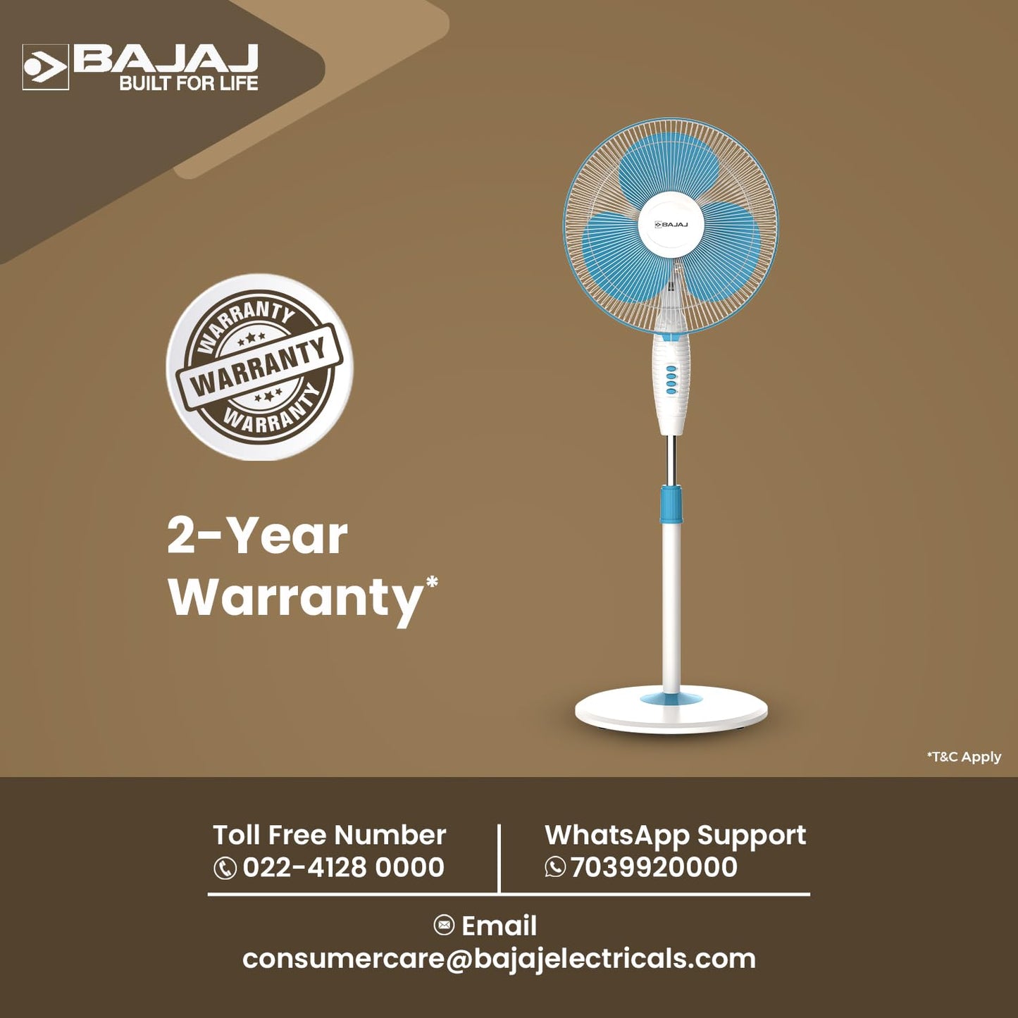 Bajaj Frore Neo 400 MM Oscillating Pedestal Fan For Home | Aerodynamically Balanced Blades | 100% Copper Motor | High Air Delivery | 3-Speed Control | Rust Free | 2 Yrs Warranty 【Blue】
