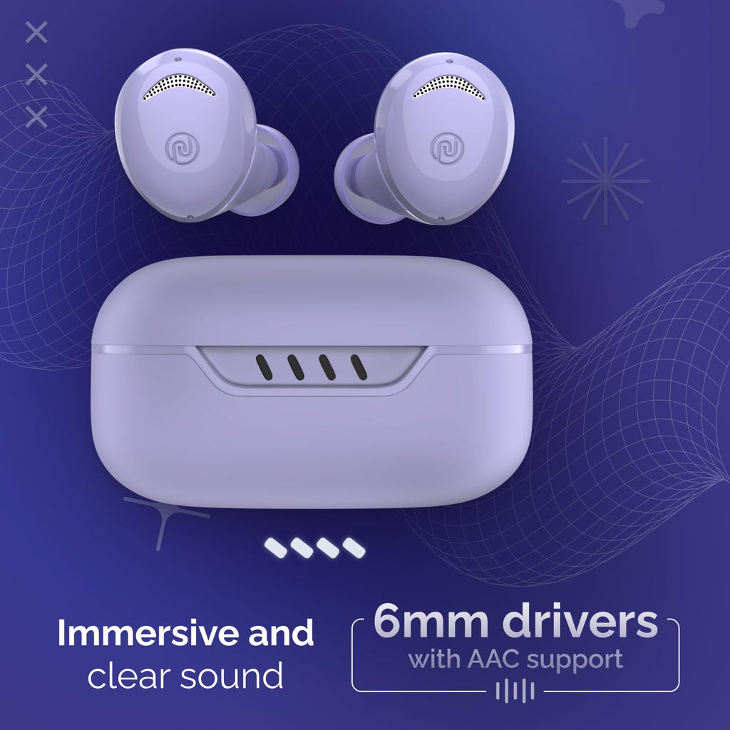 Noise Buds Trance in-Ear Truly Wireless Earbuds with 45H of Playtime, Low Latency(up to 40 ms), Instacharge(10 min=200 min), BT v5.3(True Purple)