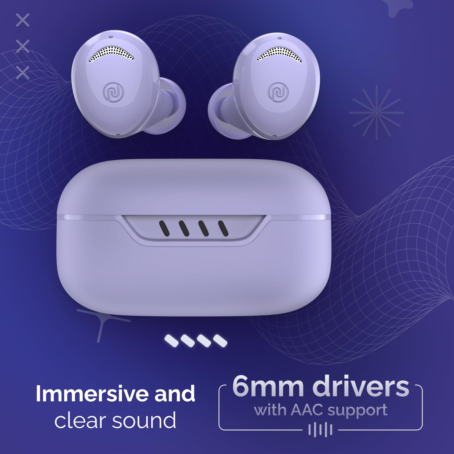 Noise Buds Trance in-Ear Truly Wireless Earbuds with 45H of Playtime, Low Latency(up to 40 ms), Instacharge(10 min=200 min), BT v5.3(True Purple)