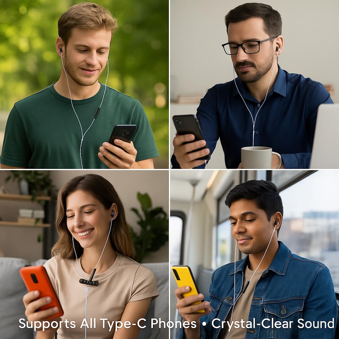 Modorwy Hearox Original USB-C Headphone | 14.2mm Drivers Surround Sound | DAC Chip-100% Support | in-Line Mic Type C Earphone| Compatible with i15, i16,Flip,Fold,S Series,1+ & Others (Olive Green)