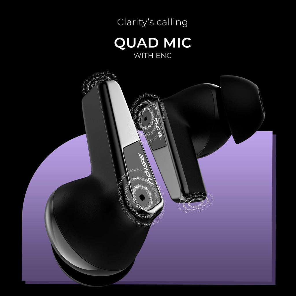 Noise Earbuds N1 Pro Truly Wireless Earbuds with Metallic Finish, ANC(Upto 30Db), 60H of Playtime, Dual Pairing, Instacharge(10 Min=200 Min), BT V5.3(Chrome Black)