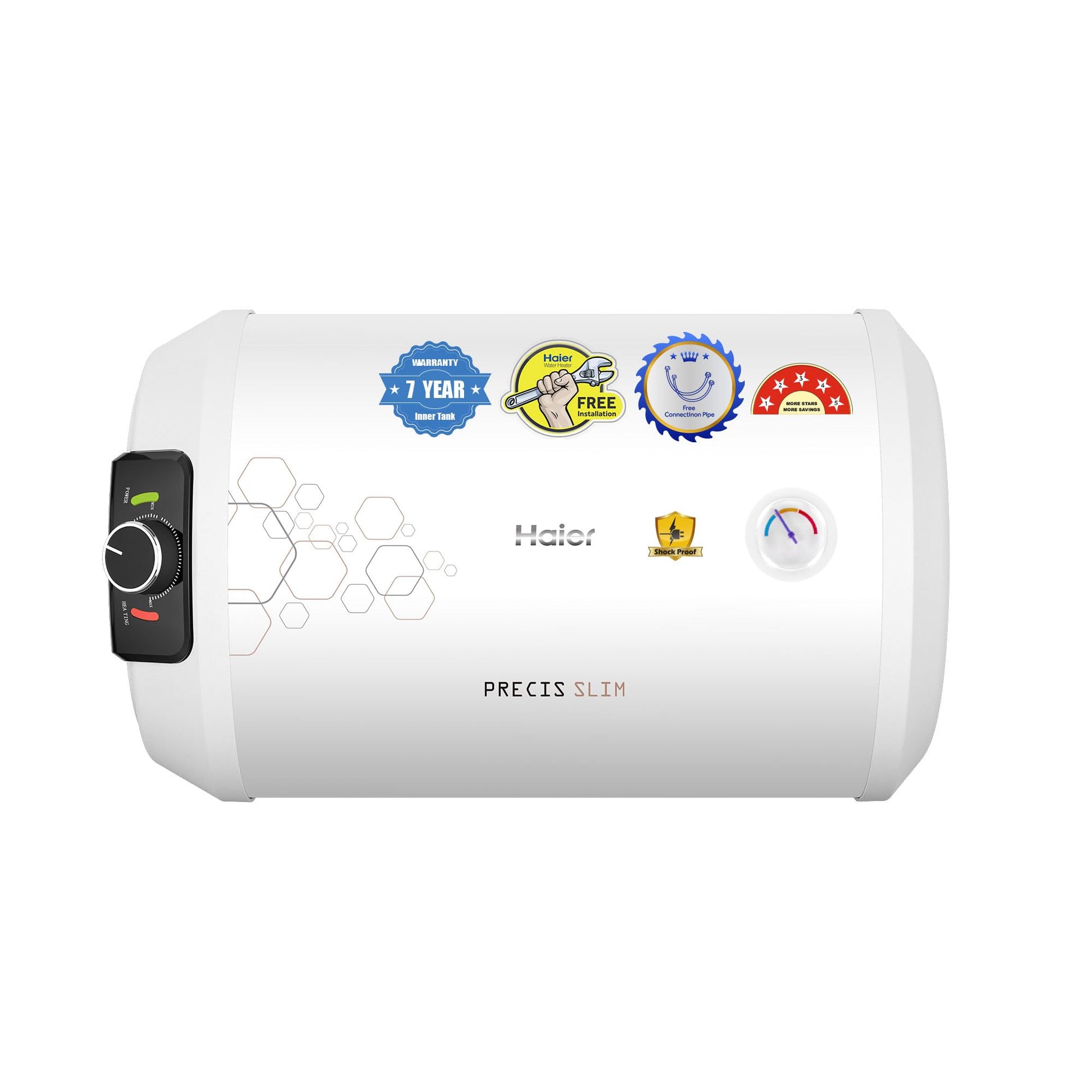 Haier Precis pro Water Geyser 15ltr 5 Star 2000W Electric Storage Geyser Free Installation & Connection Pipe| Warranty 7 Yr on Tank| Advanced PP Body| Shock Proof| Glassline Tank| 11-Level Safety