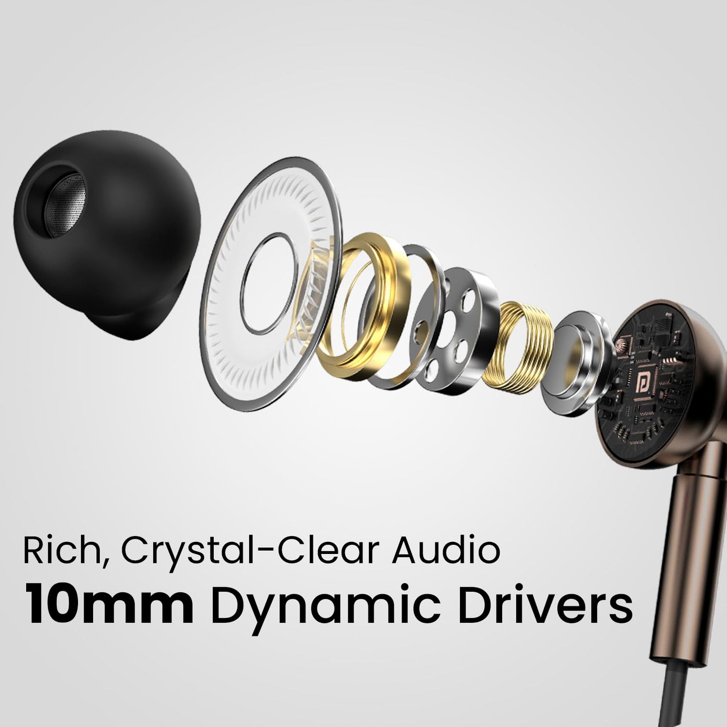 Portronics Conch Tune C in Ear Type C Wired Earphones with Mic,10mm Driver, 1.2m Nylon Braided Anti Tangle Wire, in line Controls, Metal Alloy Body, Wide Compatibility(Grey)