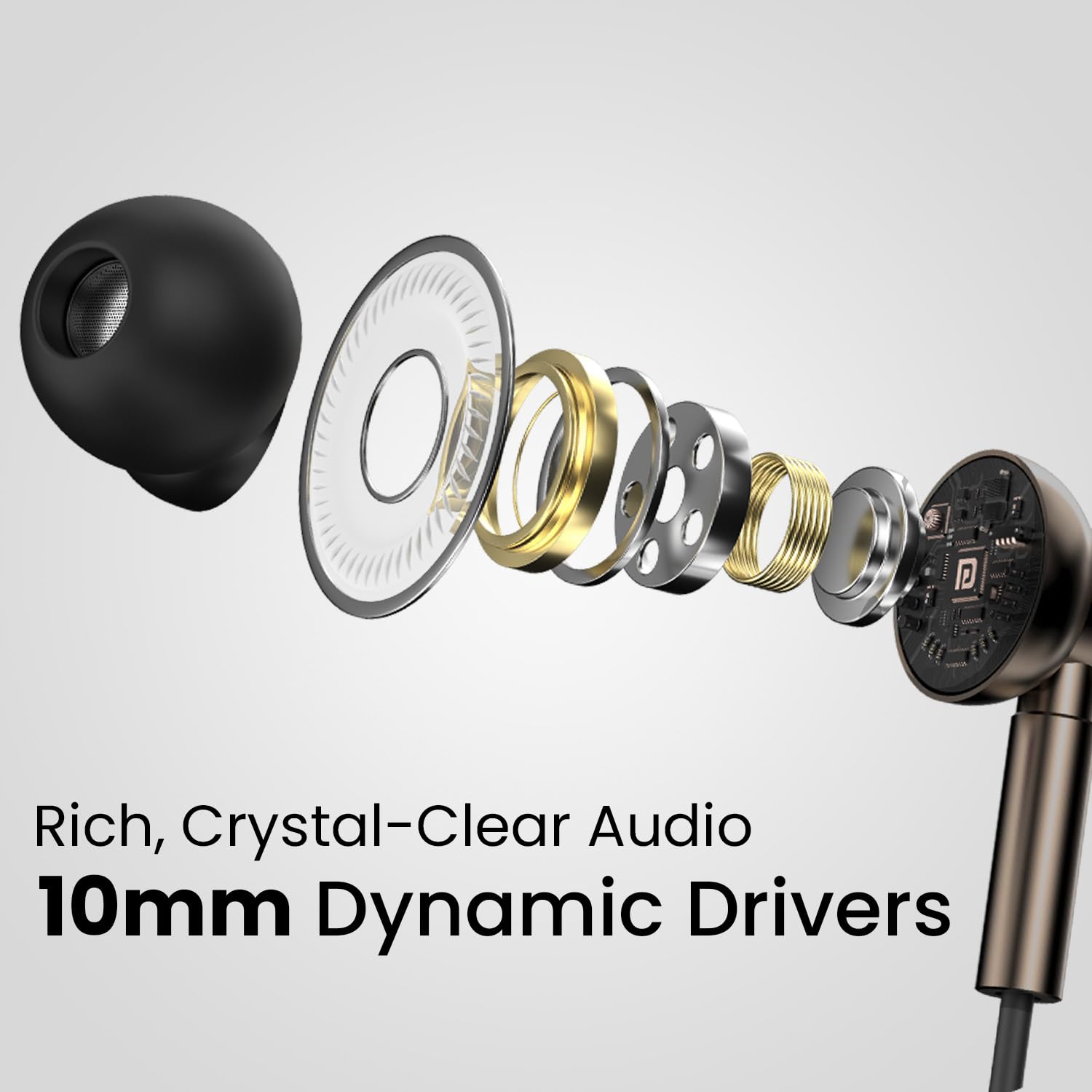 Portronics Conch Tune C in Ear Type C Wired Earphones with Mic,10mm Driver, 1.2m Nylon Braided Anti Tangle Wire, in line Controls, Metal Alloy Body, Wide Compatibility(Grey)