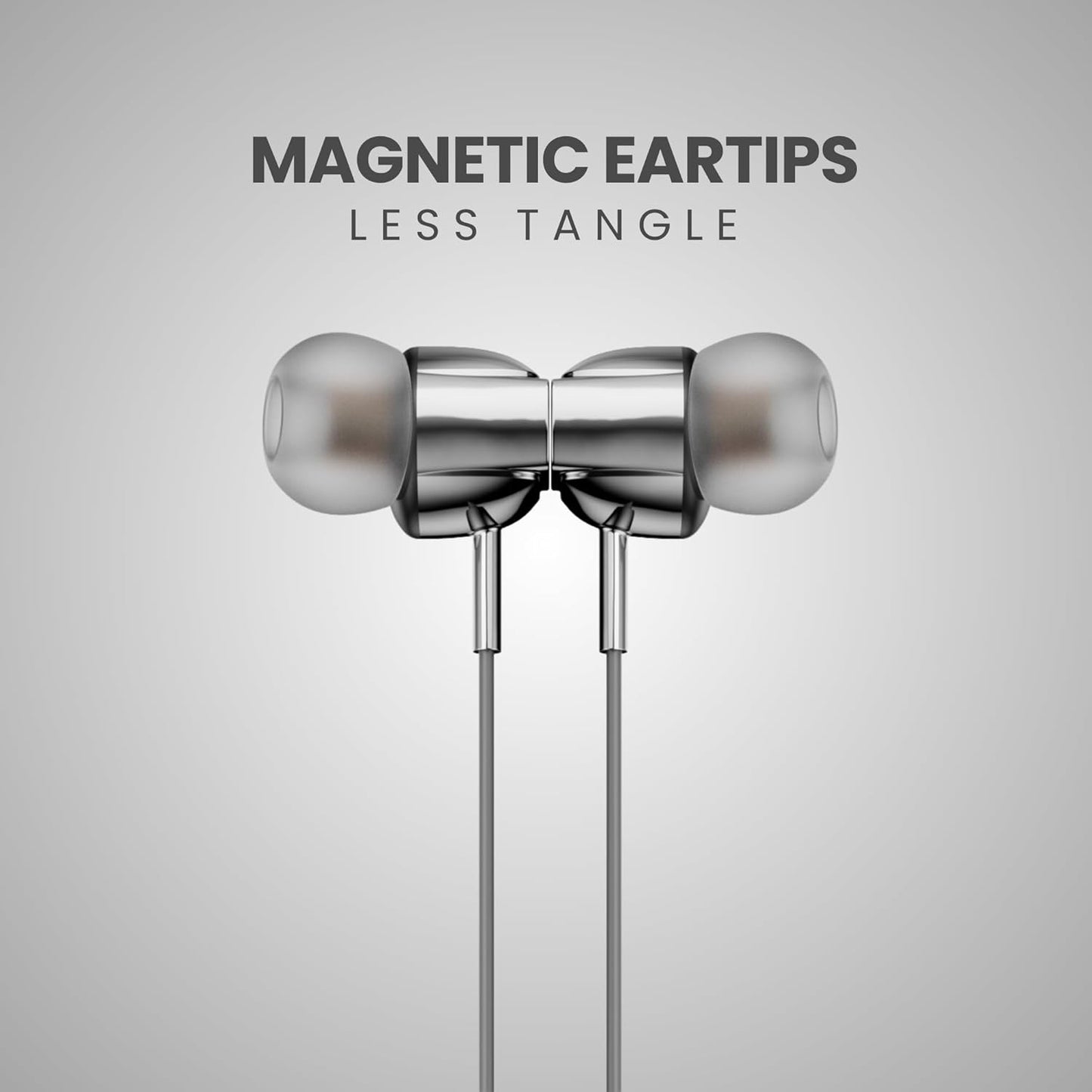 OOGE Beat 5 Wired in Ear Headphones with Mic & Magnetic Eartips, High Bass (PureTone), Type-C Jack, Inline Control, Premium Metallic Finish, Angled Buds for Comfort fit (Platinum)