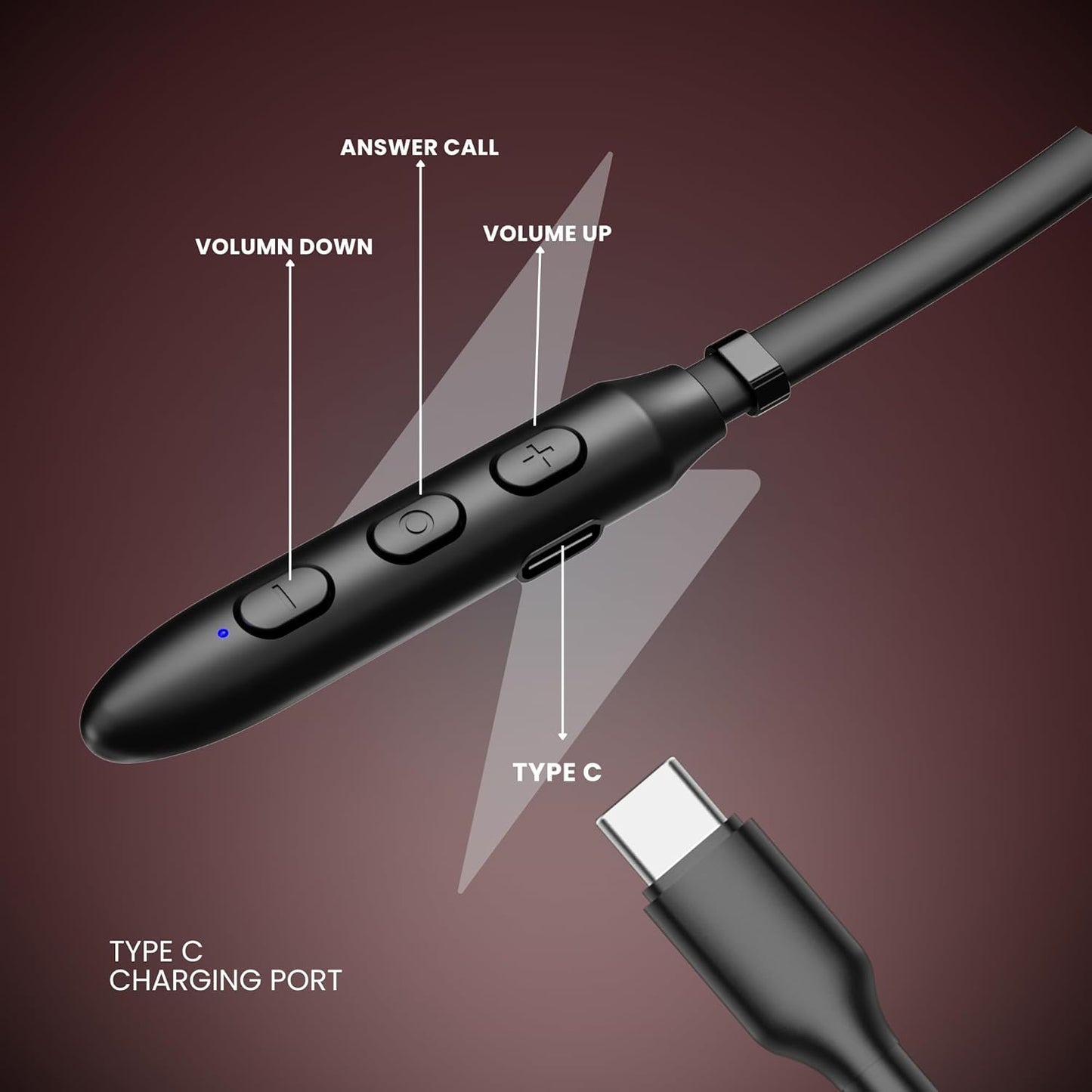 OOGE Tune 15 Wireless Neckband (Black) Bluetooth 5.3, Type-C Fast Charging, 2500h Standby, Magnetic Earbuds, Deep Bass Audio, Lightweight & Comfortable Fit, Sweatproof in-Ear Headphones