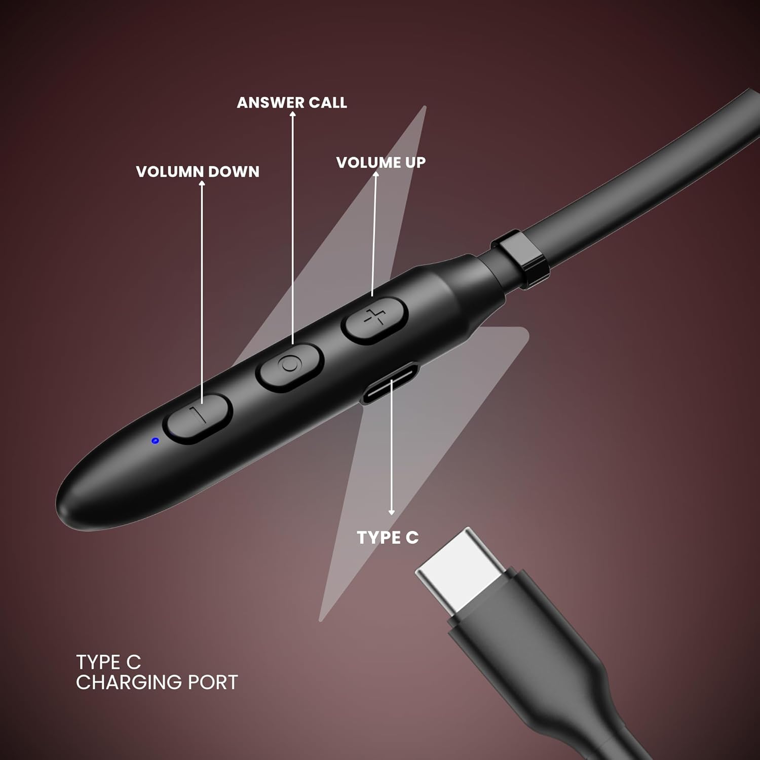 OOGE Tune 15 Wireless Neckband (Black) Bluetooth 5.3, Type-C Fast Charging, 2500h Standby, Magnetic Earbuds, Deep Bass Audio, Lightweight & Comfortable Fit, Sweatproof in-Ear Headphones