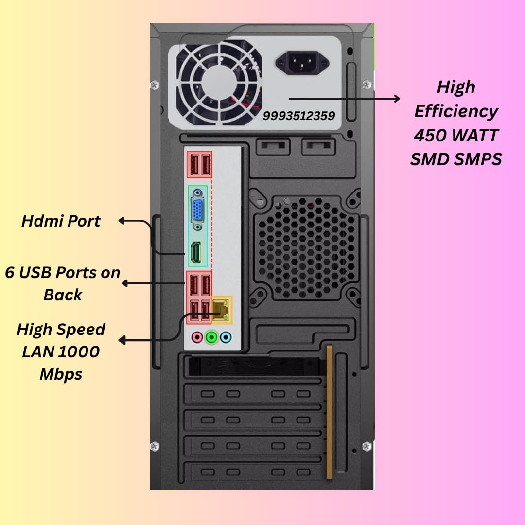 Assembled Desktop CPU with Core i5-3470 3rd Generation 3.20Ghz II 16GB Ram DDR3 II 128GB SSD II 500GB HDD II HDMI VGA Ports II WIFI II Win 10 Pro II MS Office II Premium Cabinet II Power Efficient