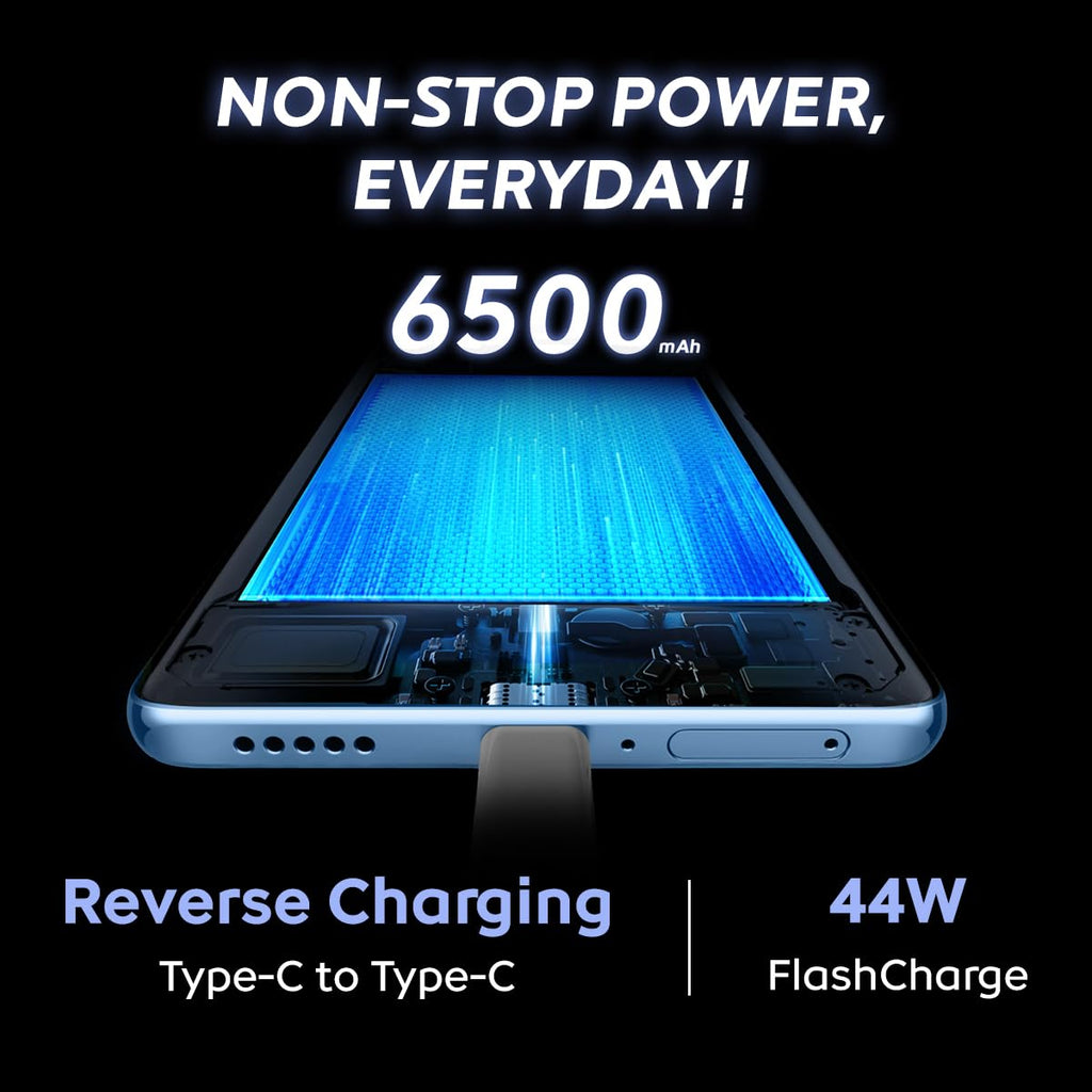 iQOO Z10x 5G (Titanium, 8GB RAM, 256GB Storage) | 6500 mAh Large Capacity Battery | Dimensity 7300 Processor | Military-Grade Durability