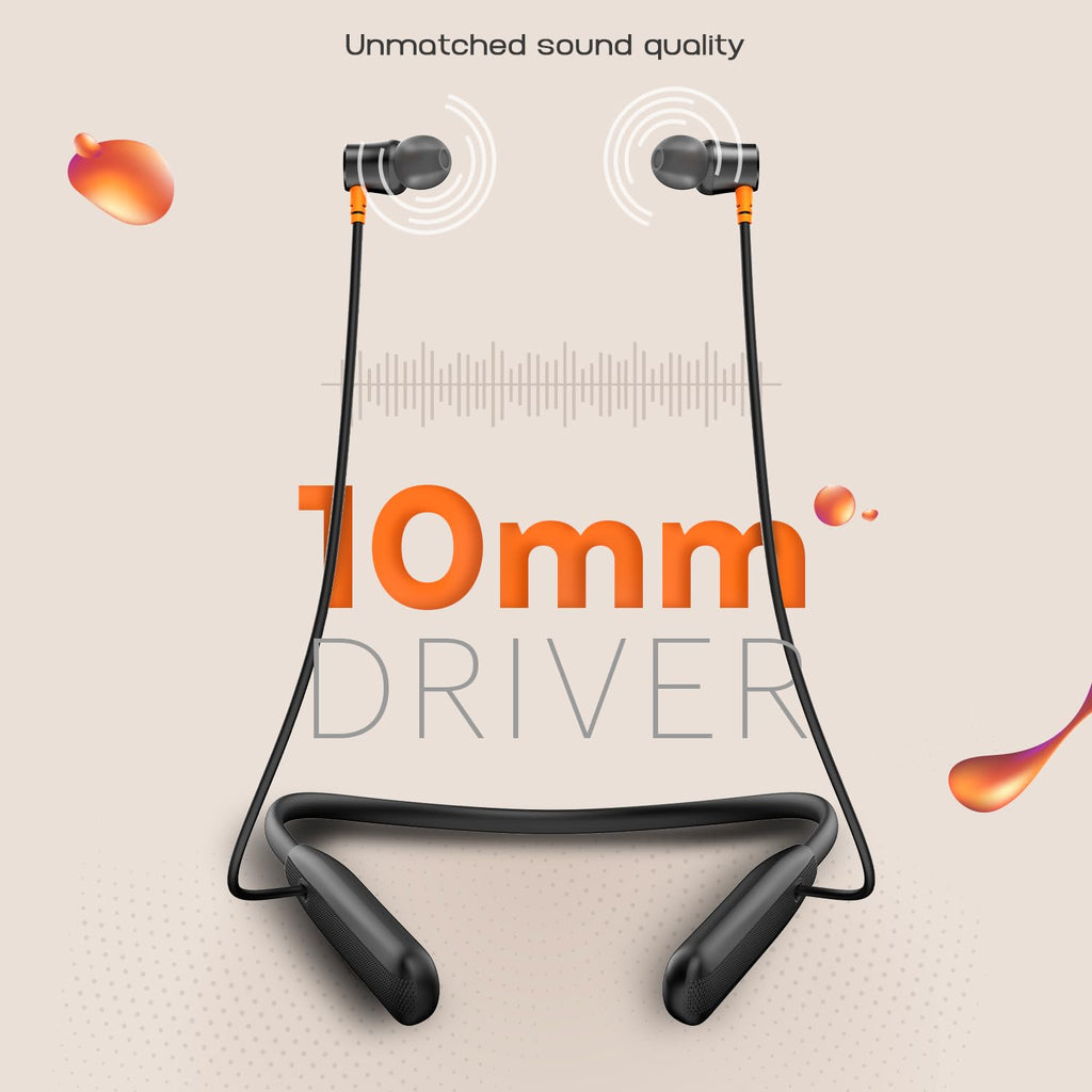 Noise Newly Launched Airwave Bluetooth in Ear Neckband with 50H of Playtime, 3 EQ Modes, ENC for Calling, Low Latency(Upto 50ms), 10mm Driver, BT v5.3(Jet Black)