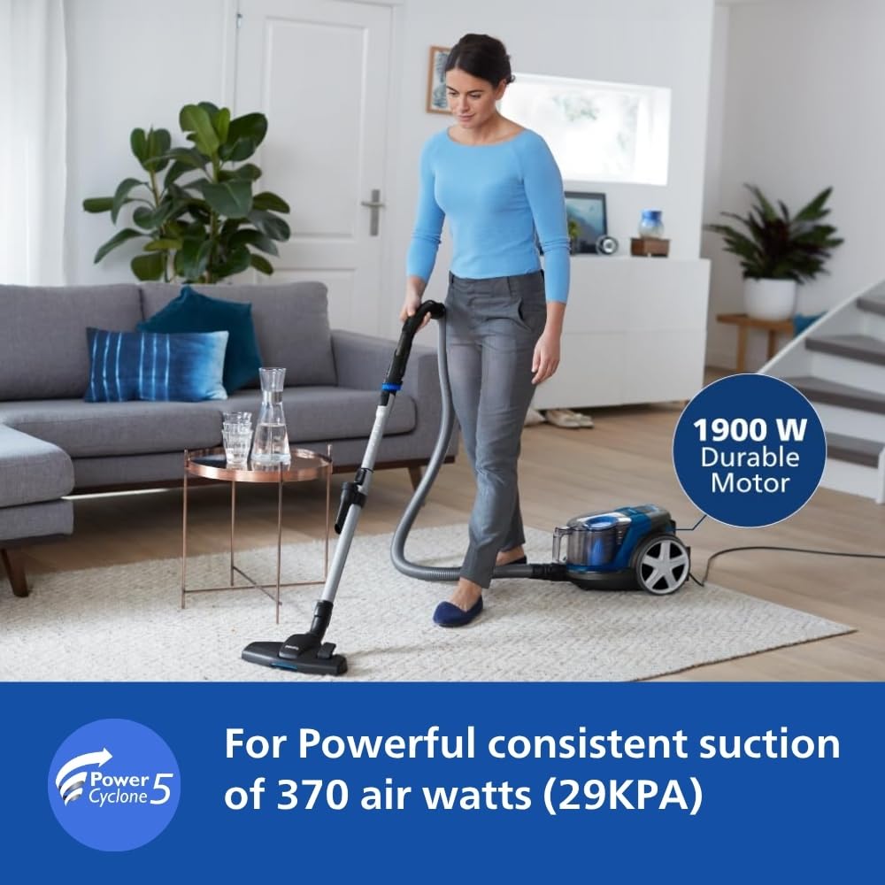 Philips PowerPro FC9352/01-Compact Bagless Vacuum Cleaner for Home |1900Watts for Powerful Suction |Compact and Lightweight| PowerCyclone 5 Technology and MultiClean Nozzle |2 Years Warranty