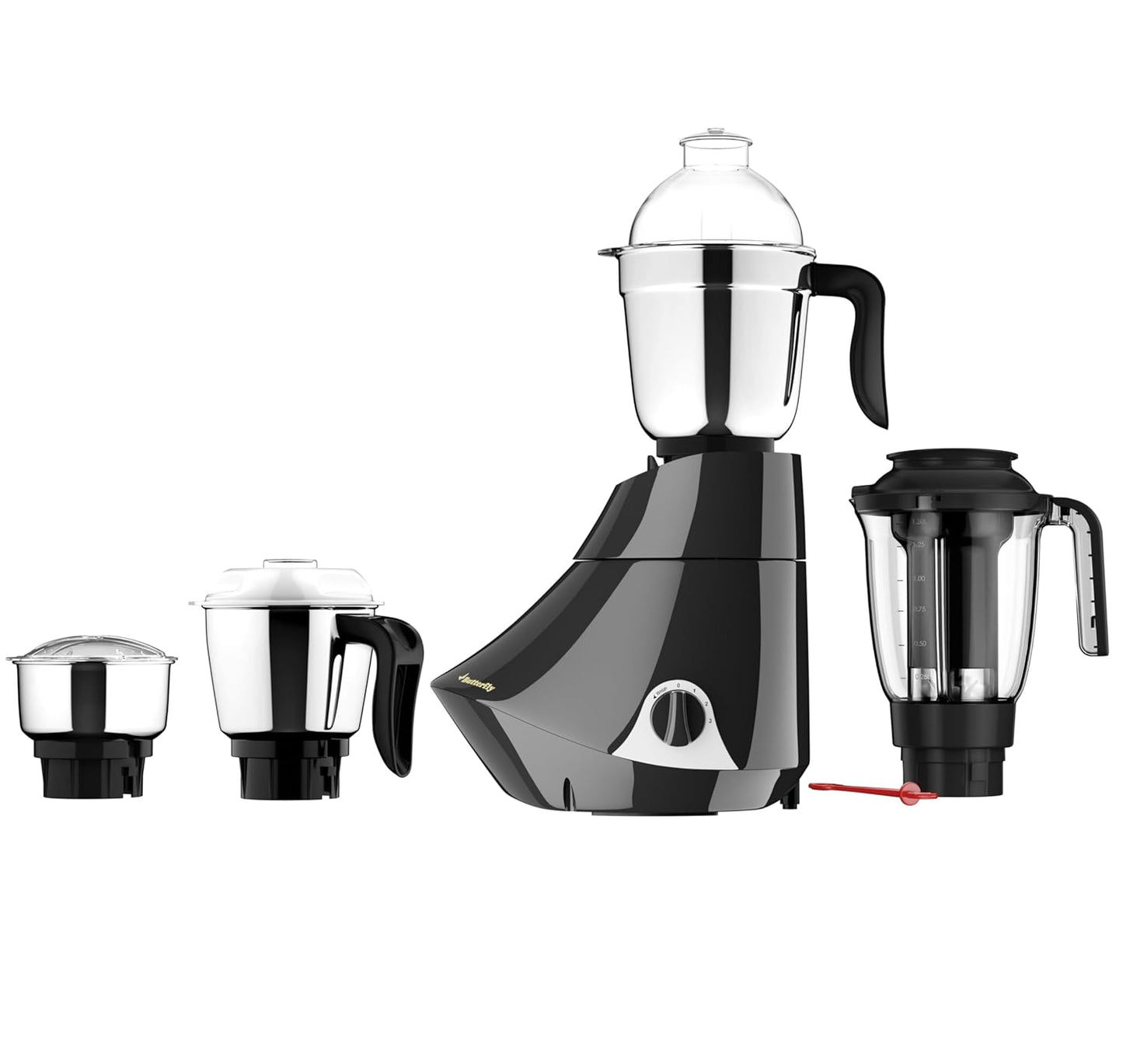 Butterfly Smart 750 Watts Mixer Grinder with 4 Jars | 3 Stainless Steel Jars & 1 Juicer | ABS Body | Heavy Duty Motor | 2 Years Manufacturer's Warranty | Grey