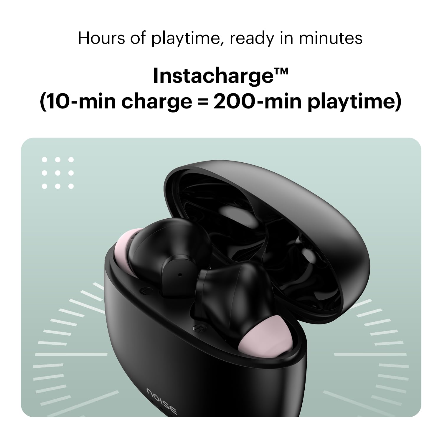 Noise Earbuds VS104 Truly Wireless Earbuds with 45H of Playtime, Quad Mic with ENC, Instacharge(10 Min=200 Min), 13Mm Driver, Low Latency, BT V5.2 (Charcoal Black)