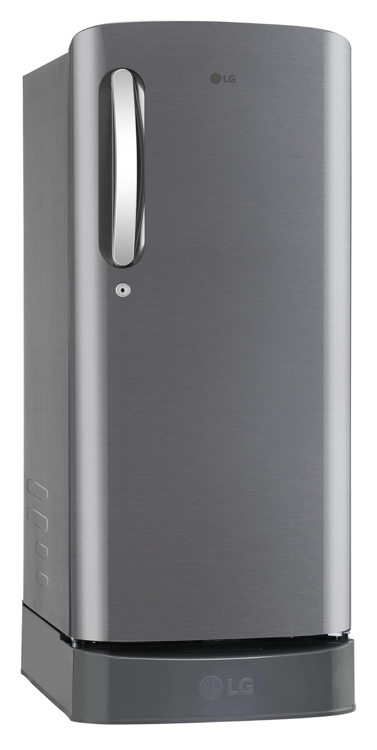 LG 185 L, 5 Star, Smart Inverter Compressor, Direct-Cool Single Door Refrigerator (GL-D201APZU.BPZZEBN, Shiny Steel, Base stand with drawer & Fast Ice Making)