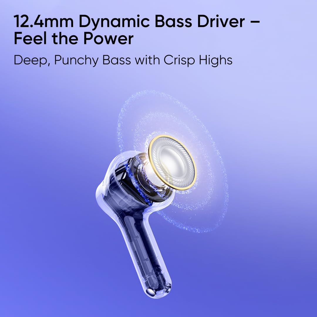 realme Buds T200 Lite Bluetooth in Ear Earbuds,4 Mic, AI ENC for Calls,48 Hours Total Playback with Fast Charging and Ultra Low Latency Gaming TWS,Google Fast Pair,with mic (Aurora Purple)