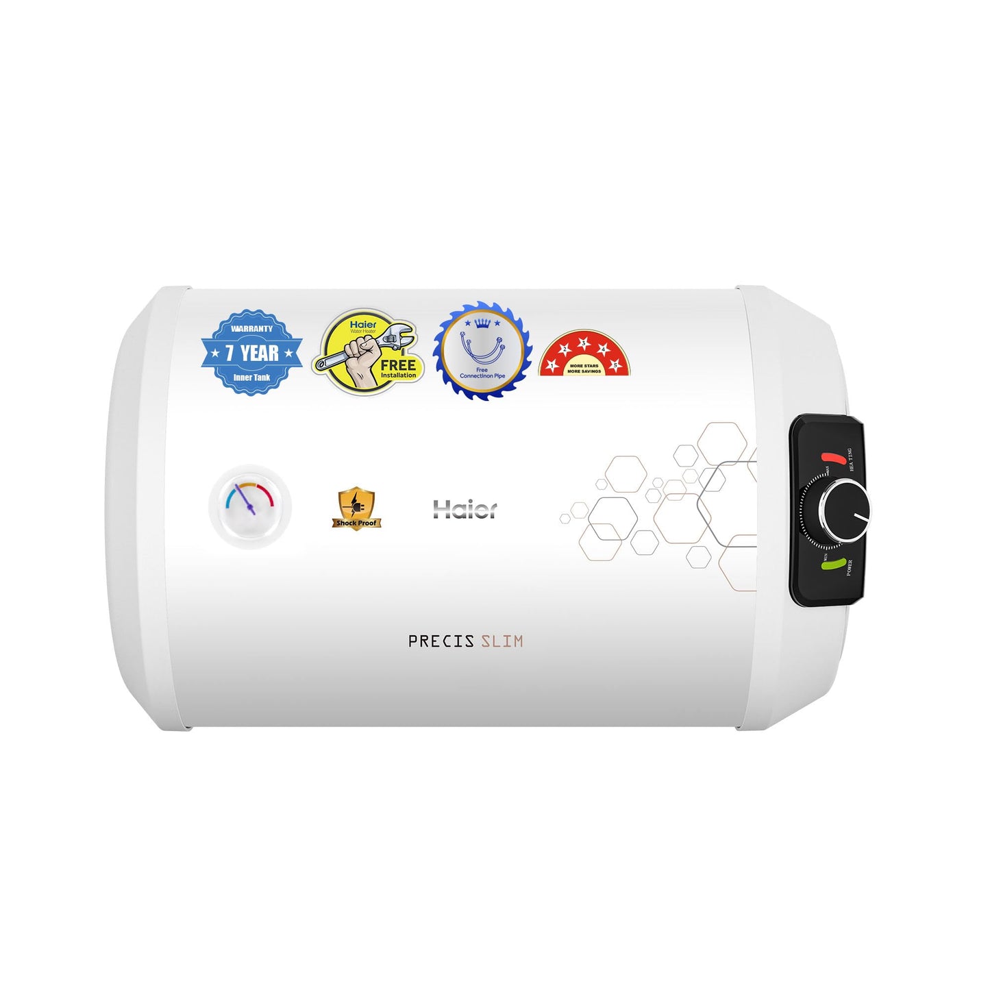 Haier Precis pro Water Geyser 15ltr 5 Star 2000W Electric Storage Geyser Free Installation & Connection Pipe| Warranty 7 Yr on Tank| Advanced PP Body| Shock Proof| Glassline Tank| 11-Level Safety