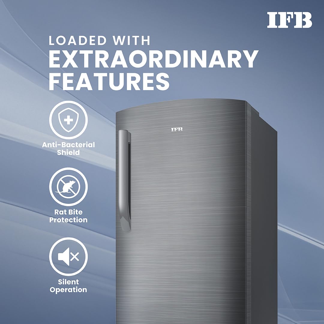 IFB 197L 5 Star Direct Cool Single Door Refrigerator (IFBDC-2235DBSE, Brush Grey, Advanced Inverter Compressor, Extraordinary Storage with Humidity Controller)