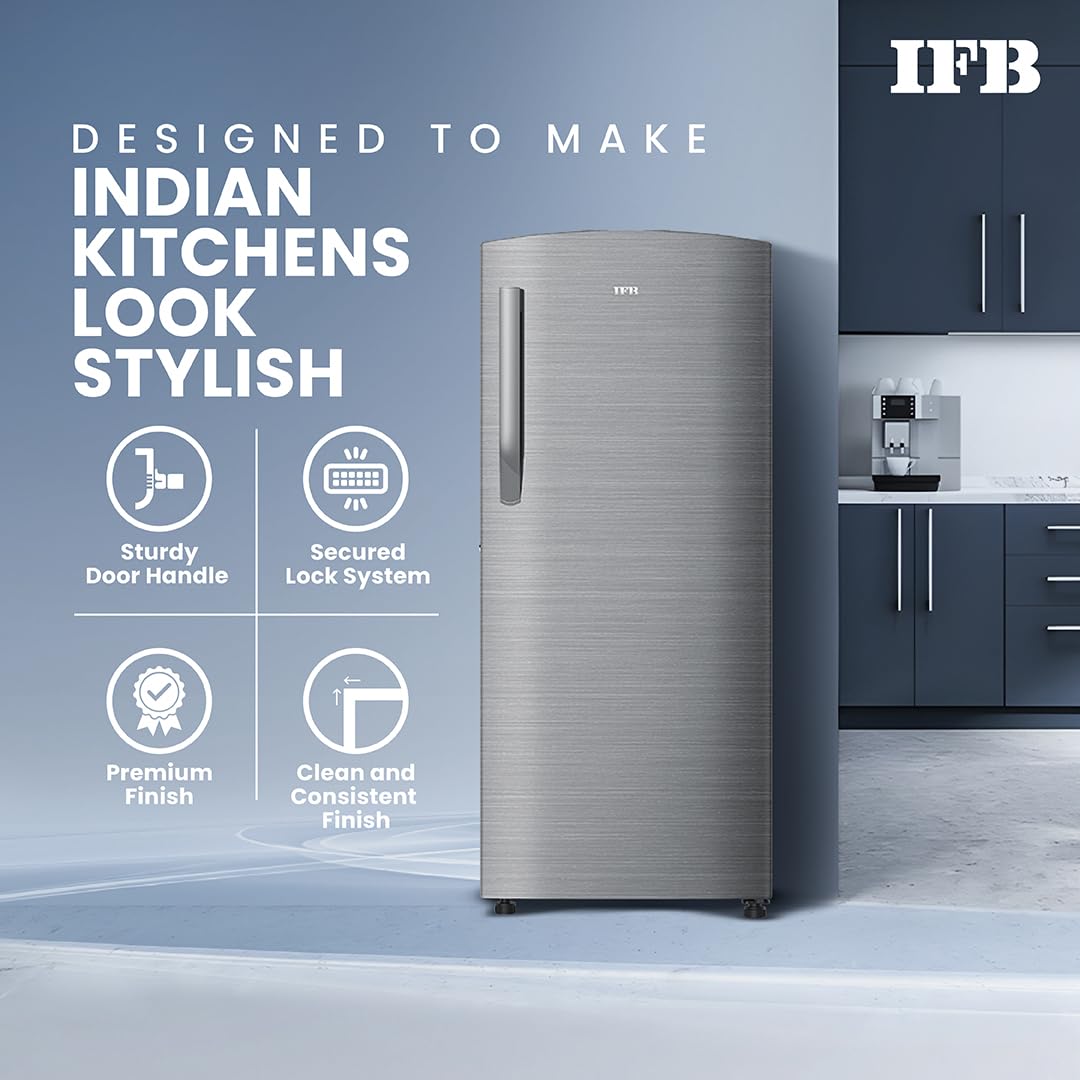 IFB 197L 5 Star Direct Cool Single Door Refrigerator (IFBDC-2235DBSE, Brush Grey, Advanced Inverter Compressor, Extraordinary Storage with Humidity Controller)