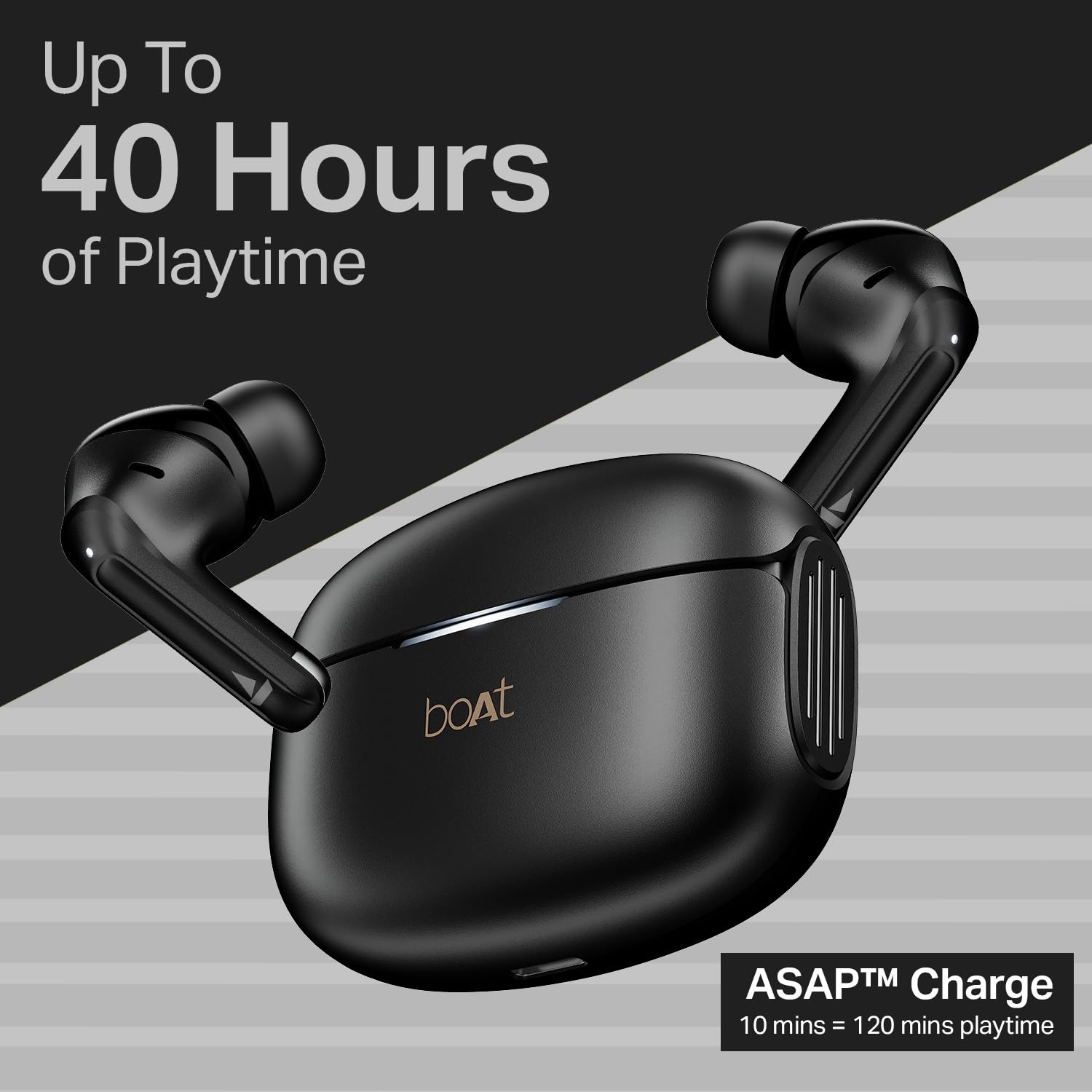 boAt 2025 Launch Airdopes 219, 4Mics ENx Tech, 40 Hrs Battery, Best in Segment for Calling,Free Music Streaming,13mm Drivers, Bluetooth Earbuds, TWS Ear Buds Wireless Earphones with mic (Carbon Black)