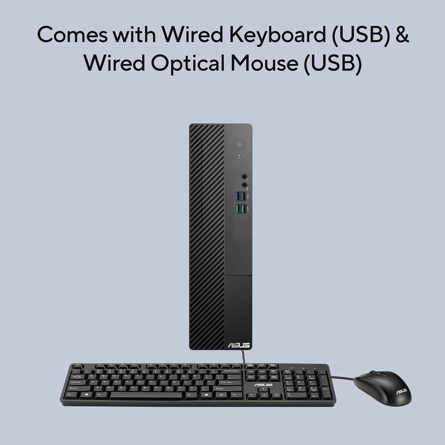 ASUS S500SE, Intel Core i3-13100 Processor 3.4GHz (12M Cache, up to 4.5GHz, 4 cores), Tower PC (8GB RAM/512GB SSD/Windows 11/Office Home/with Wired Keyboard & Mouse/Black/5 Kg), S500SE-313100019WS